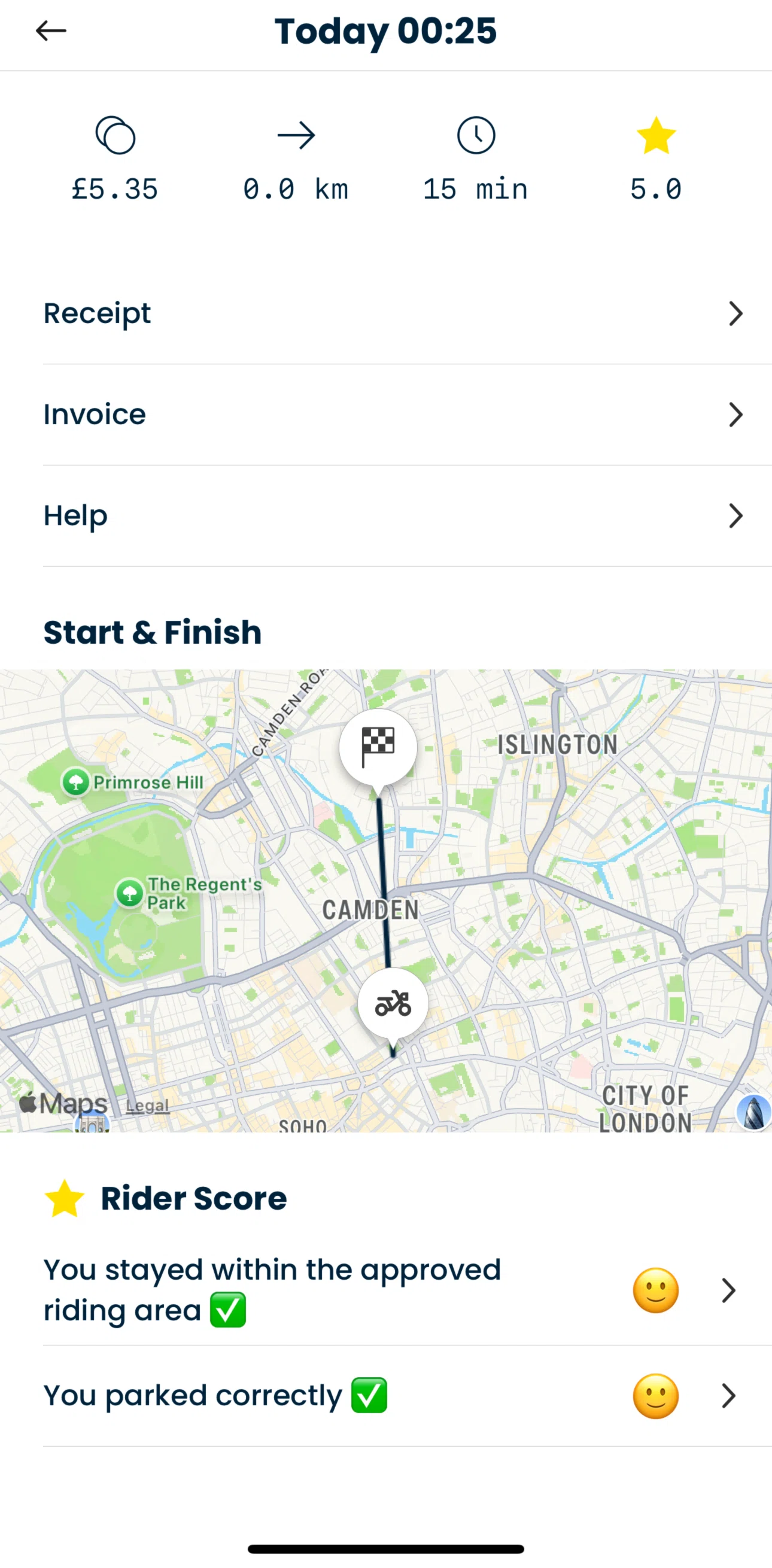 Bird Screen screen in the Receipt flow