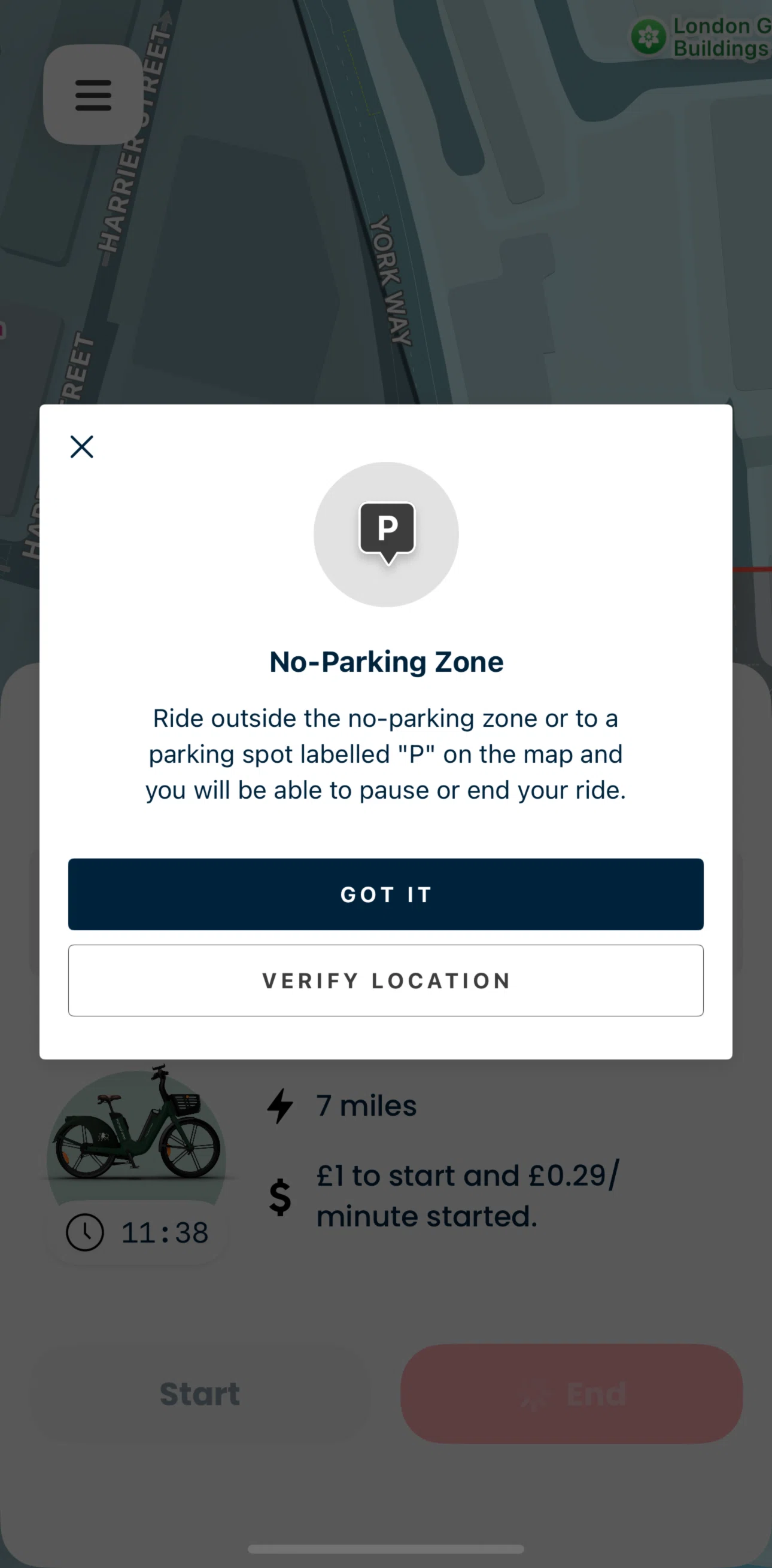 Bird Screen screen in the Verify location flow