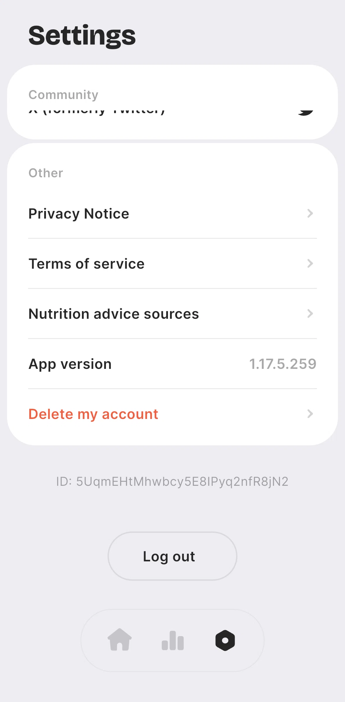BitePal Screen screen in the Deleting account flow