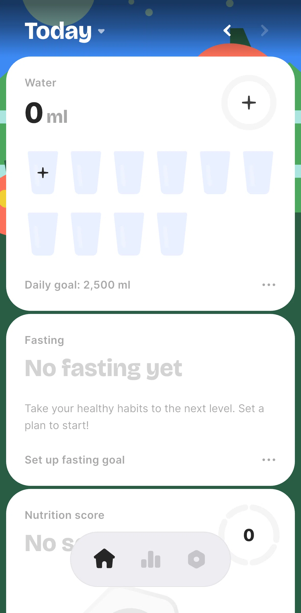 BitePal Screen screen in the Setting a fasting goal flow
