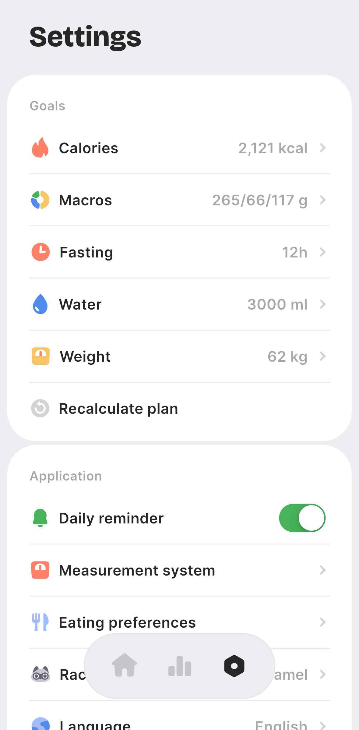 BitePal Screen screen in the Updating calories flow