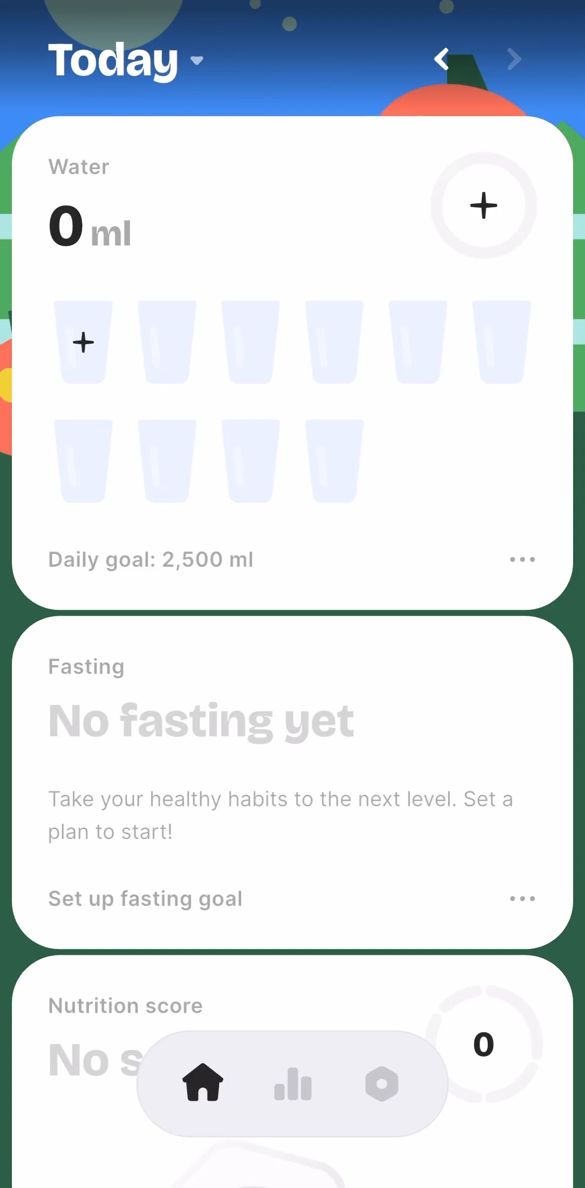 BitePal Screen screen in the Updating daily water goal flow