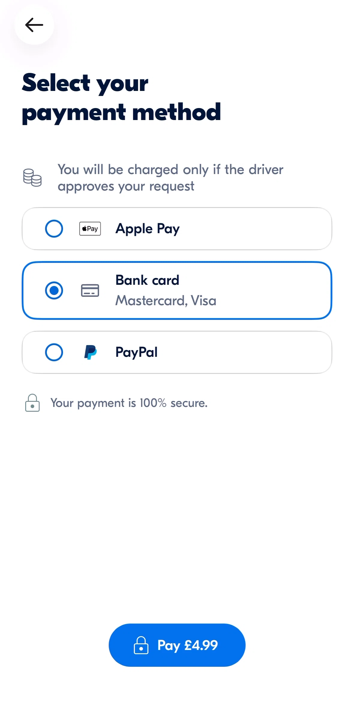 BlaBlaCar Screen screen in the Adding a card flow