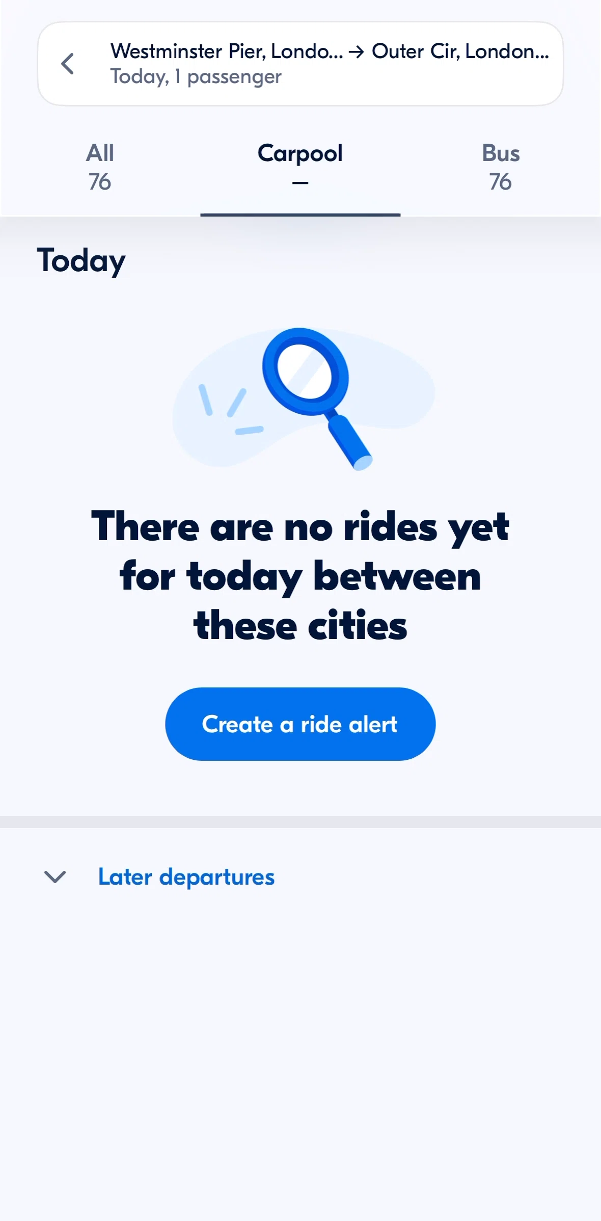 BlaBlaCar Screen screen in the Carpool flow
