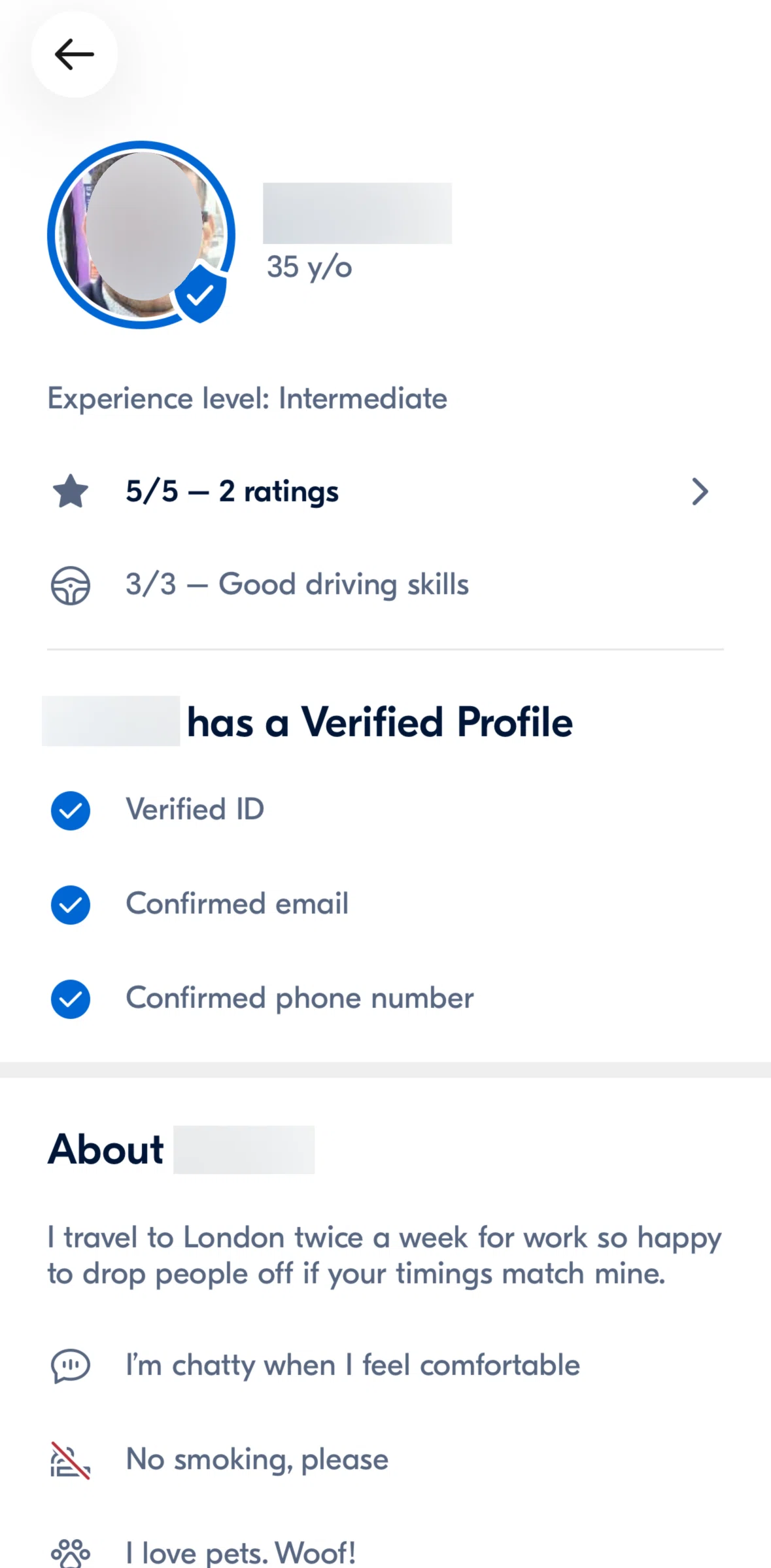 BlaBlaCar Screen screen in the Ratings flow