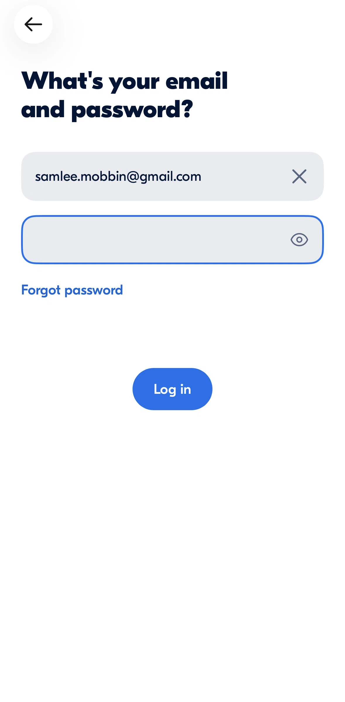 BlaBlaCar Screen screen in the Resetting password flow