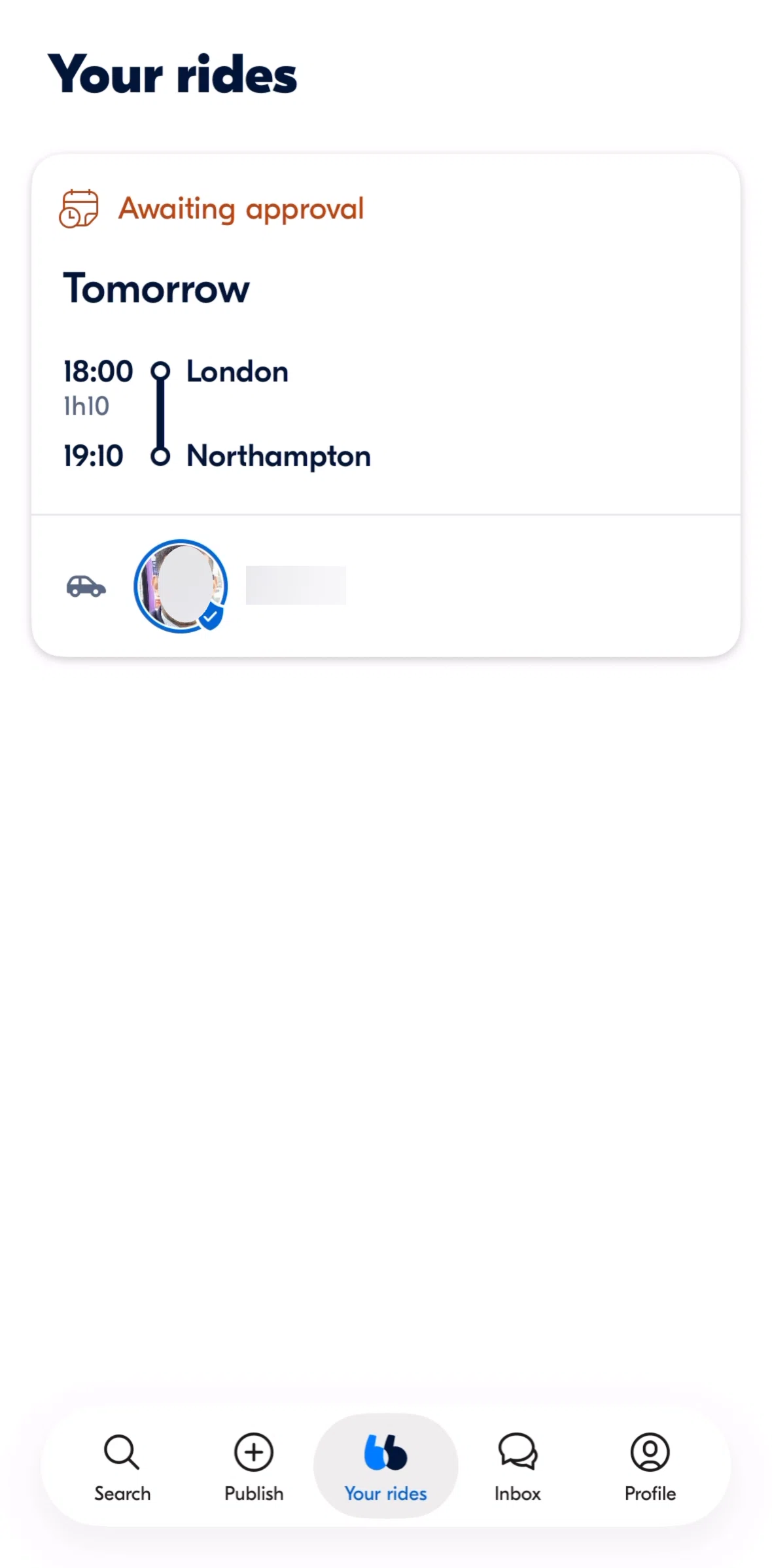 BlaBlaCar Screen screen in the Ride plan (booked) flow