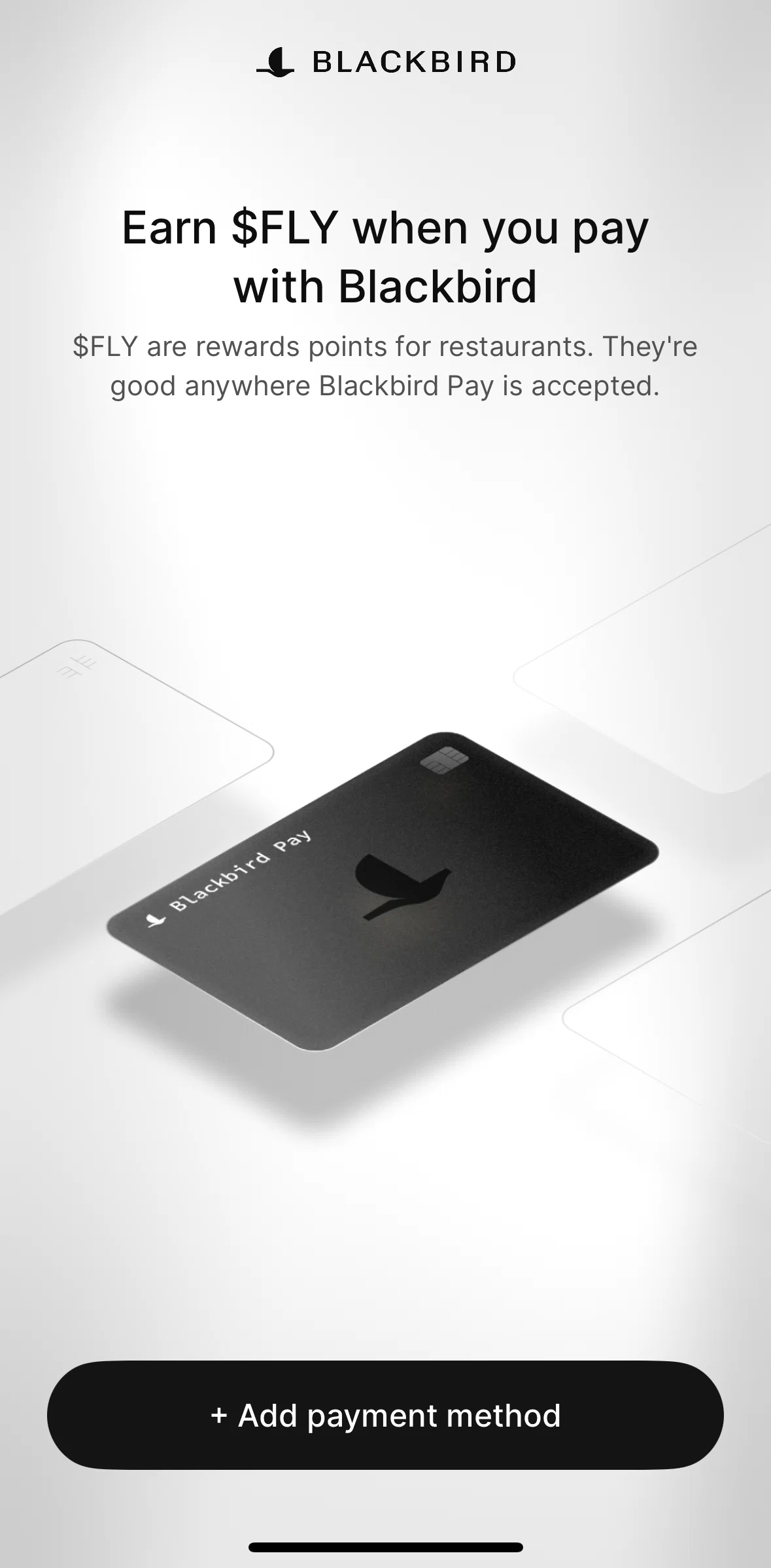 Blackbird Screen screen in the Adding a payment method flow