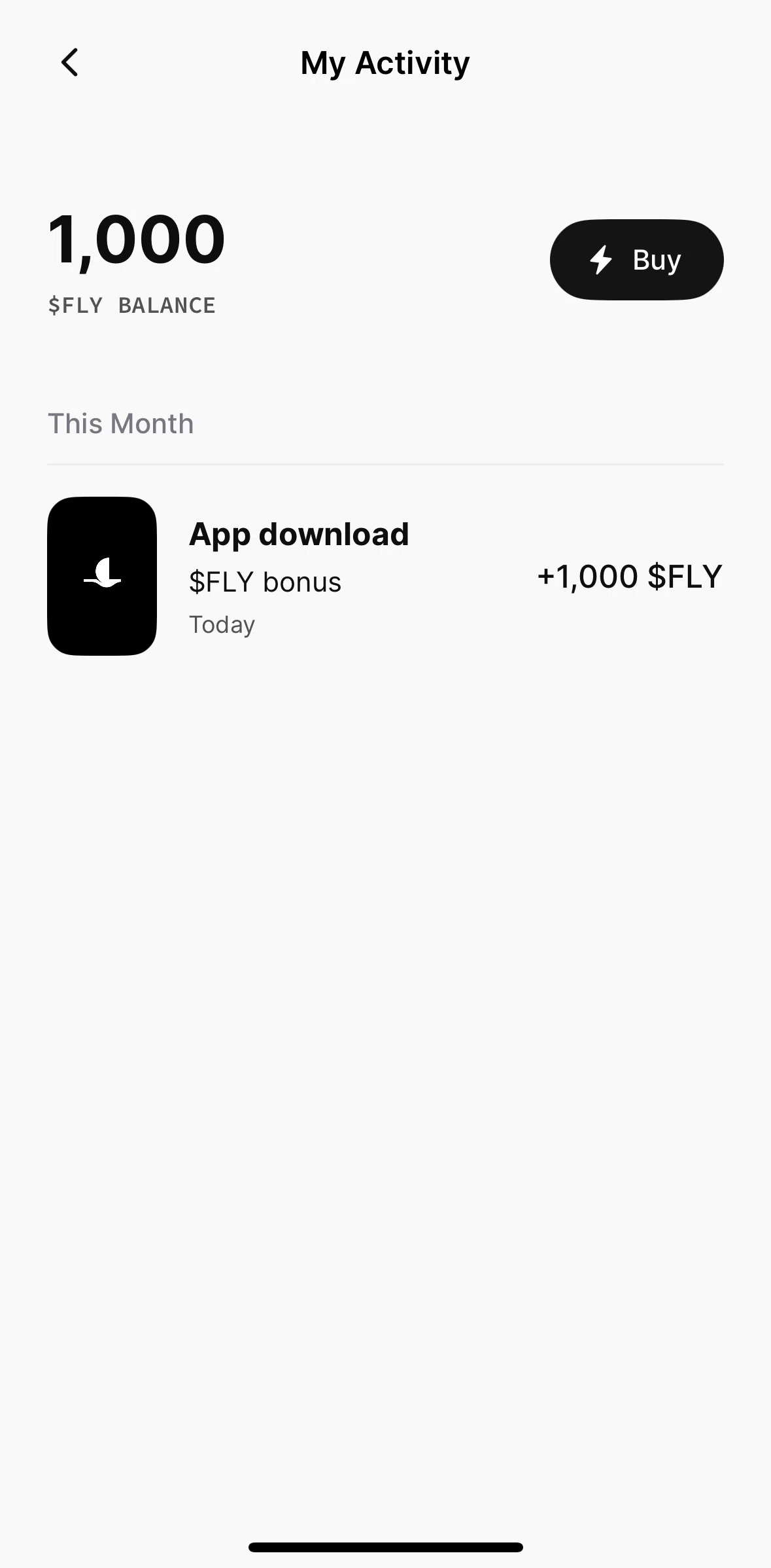Blackbird Screen screen in the Buying $FLY (debit card) flow
