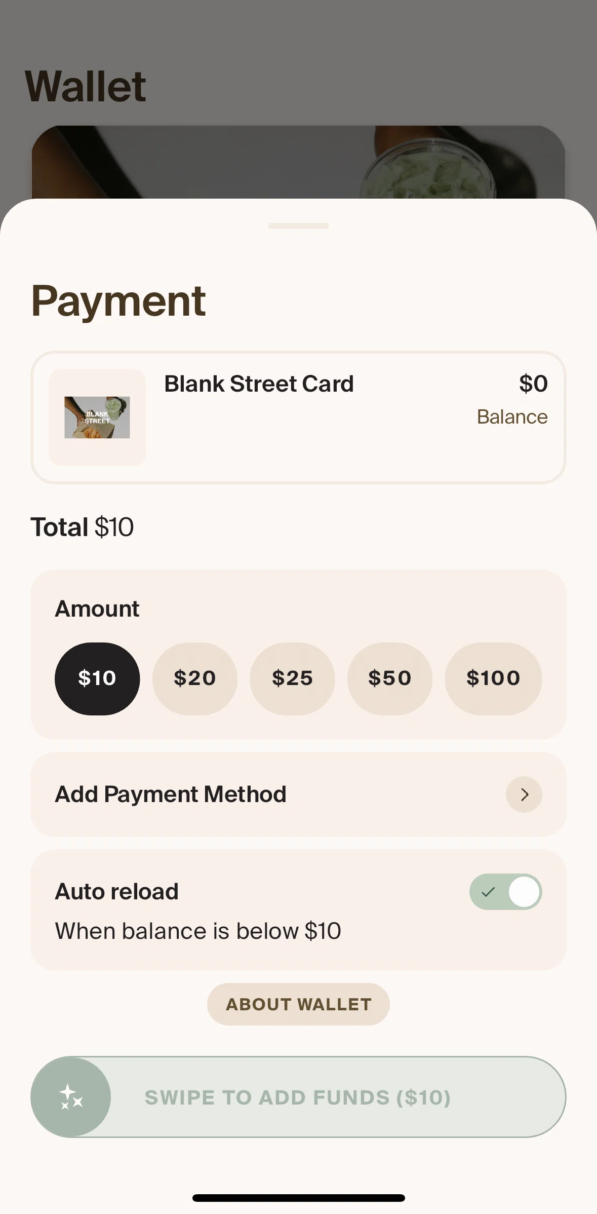 Blank Street Screen screen in the Adding payment method flow