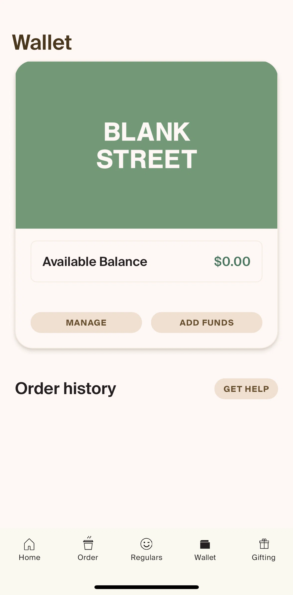 Blank Street Screen screen in the Customizing wallet flow