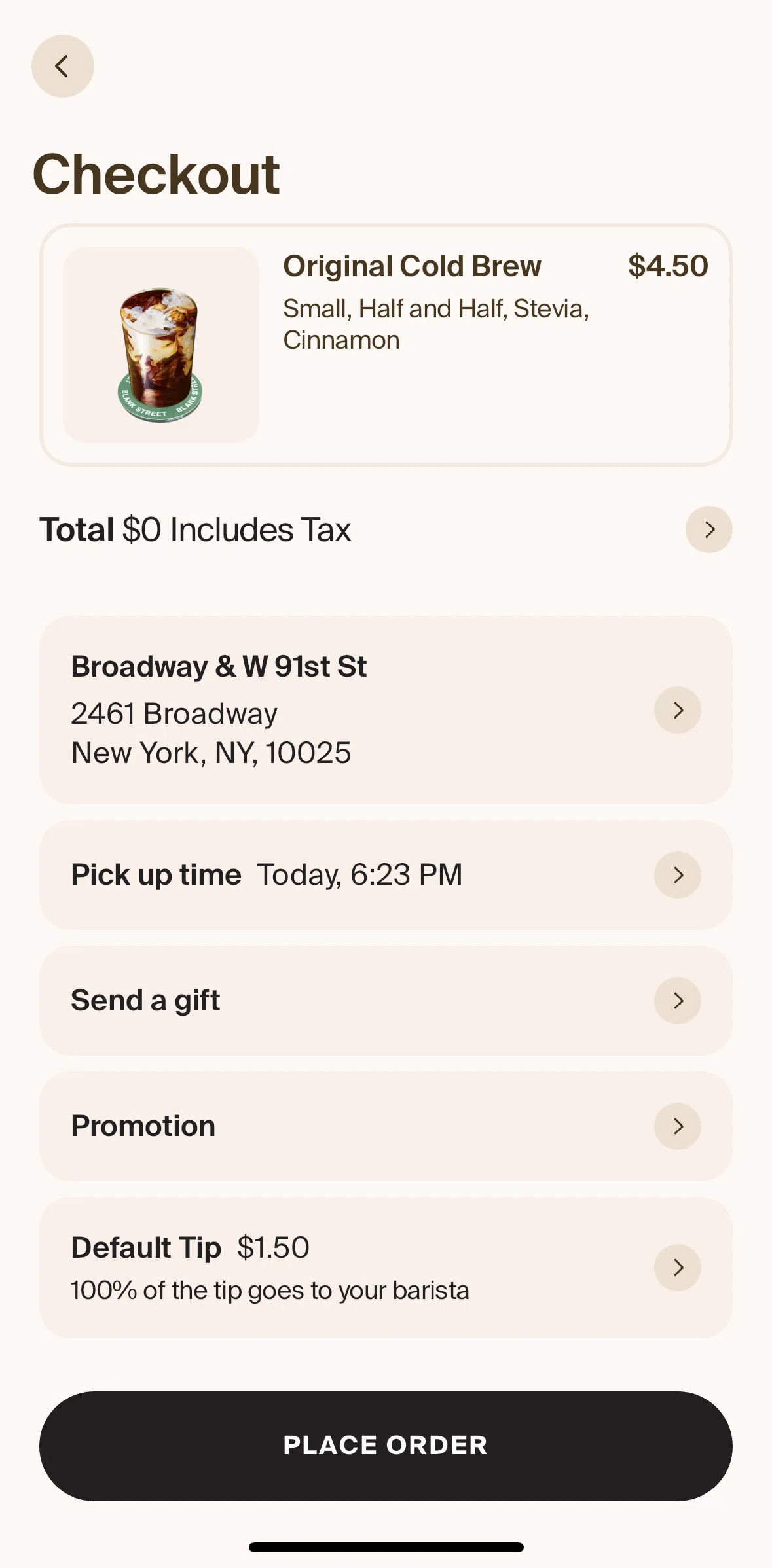 Blank Street Screen screen in the Price detail flow