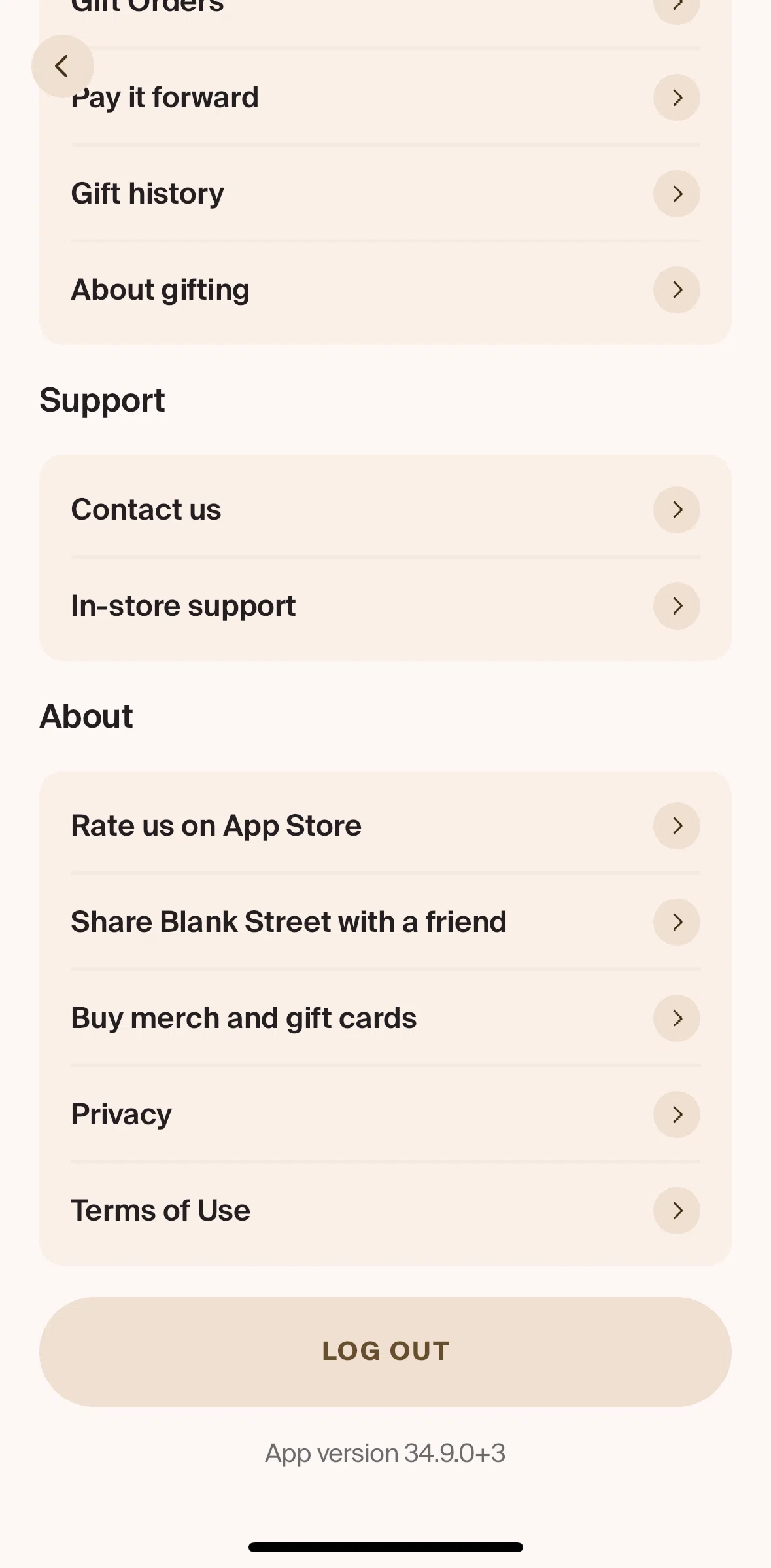 Blank Street Screen screen in the Privacy flow