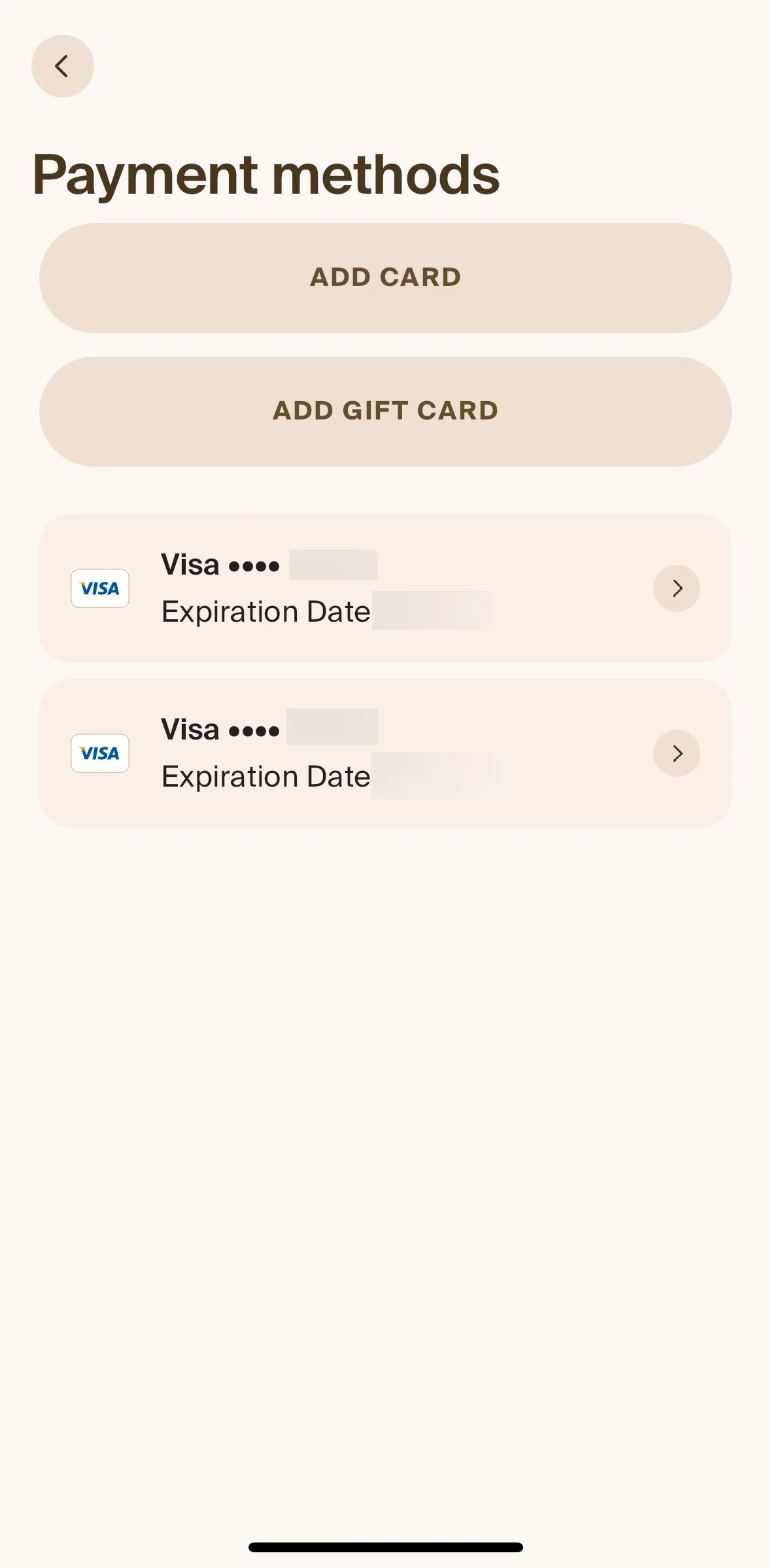 Blank Street Screen screen in the Removing a card flow