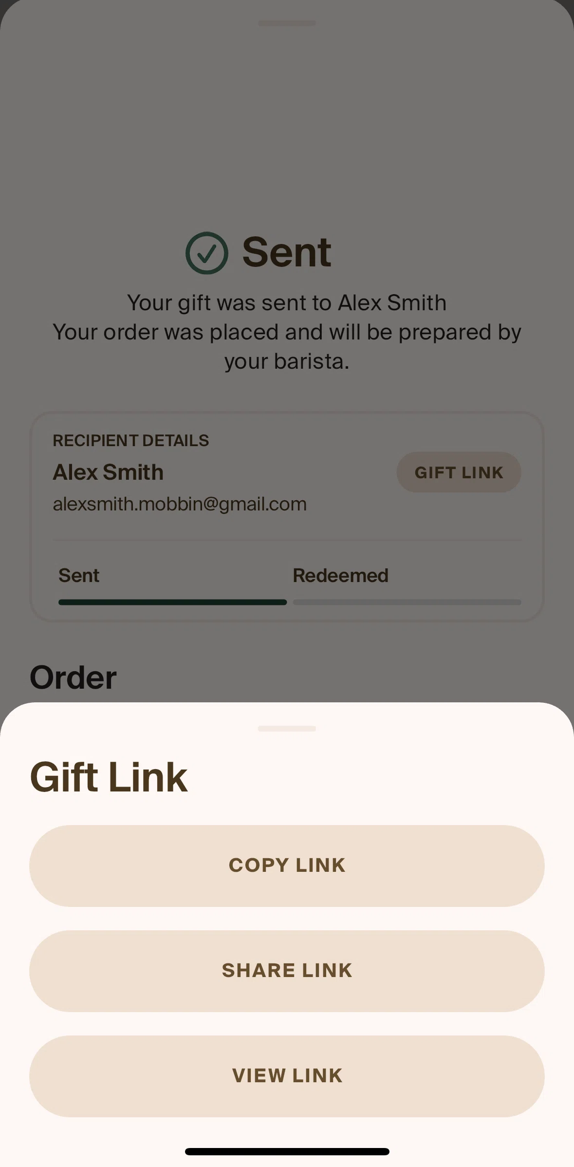 Blank Street Screen screen in the View link flow