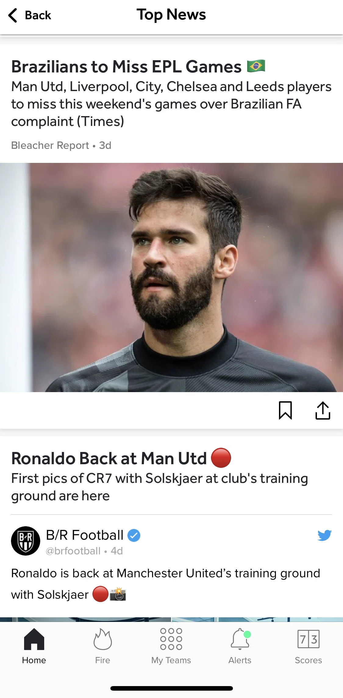 Bleacher Report Screen screen in the Article detail flow