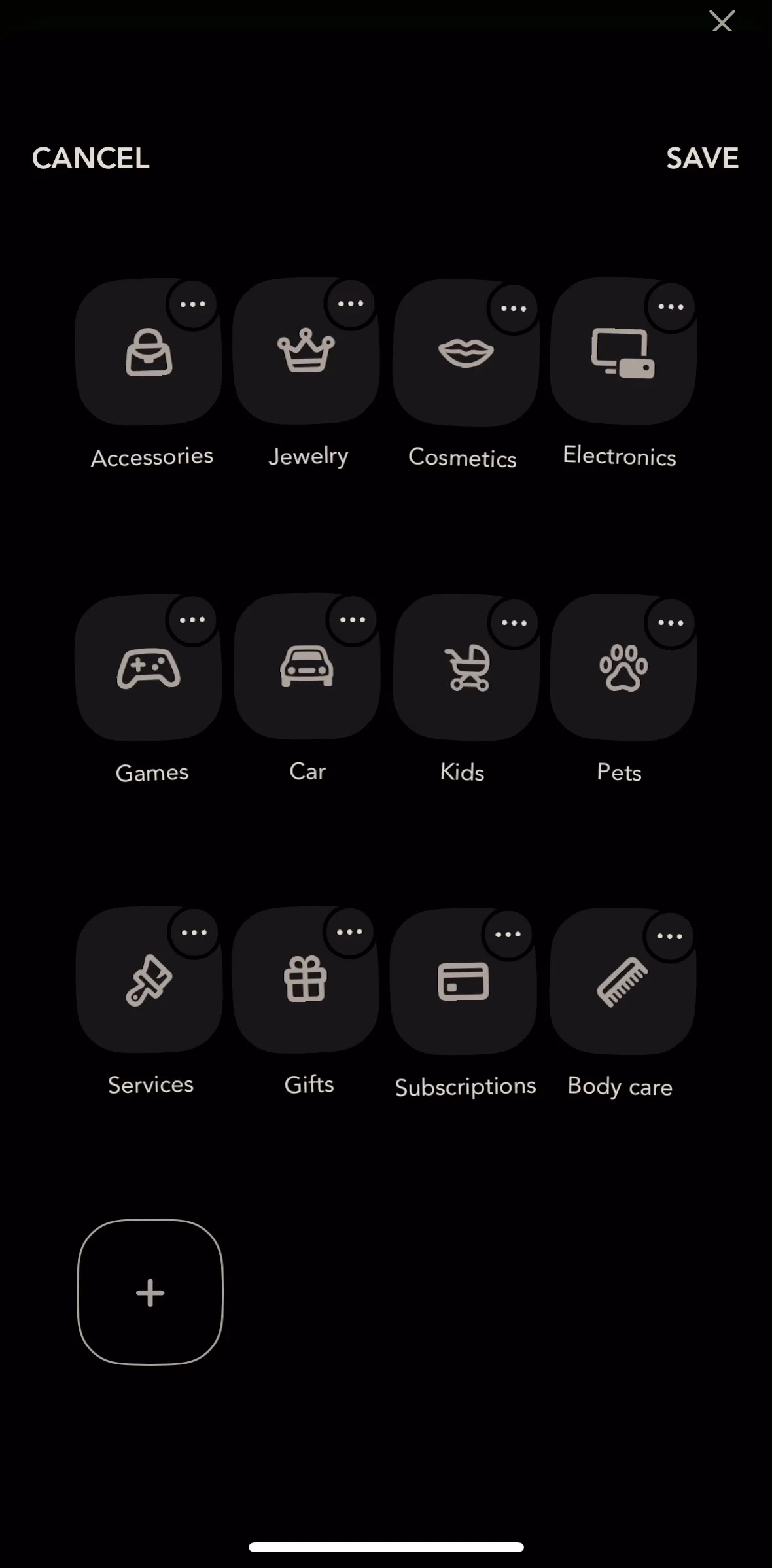 bless. Screen screen in the Hiding a category flow