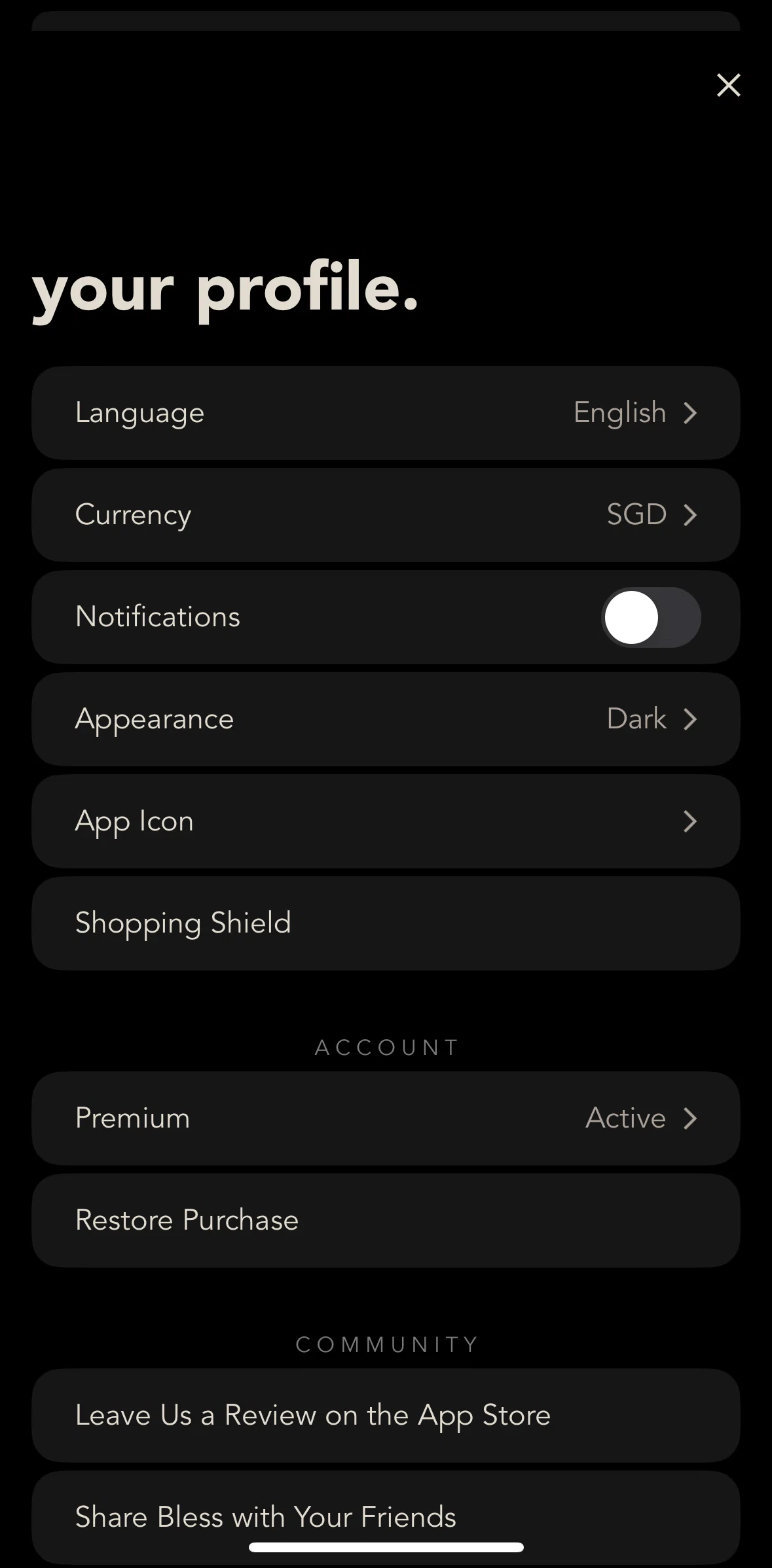 bless. Screen screen in the Subscription flow