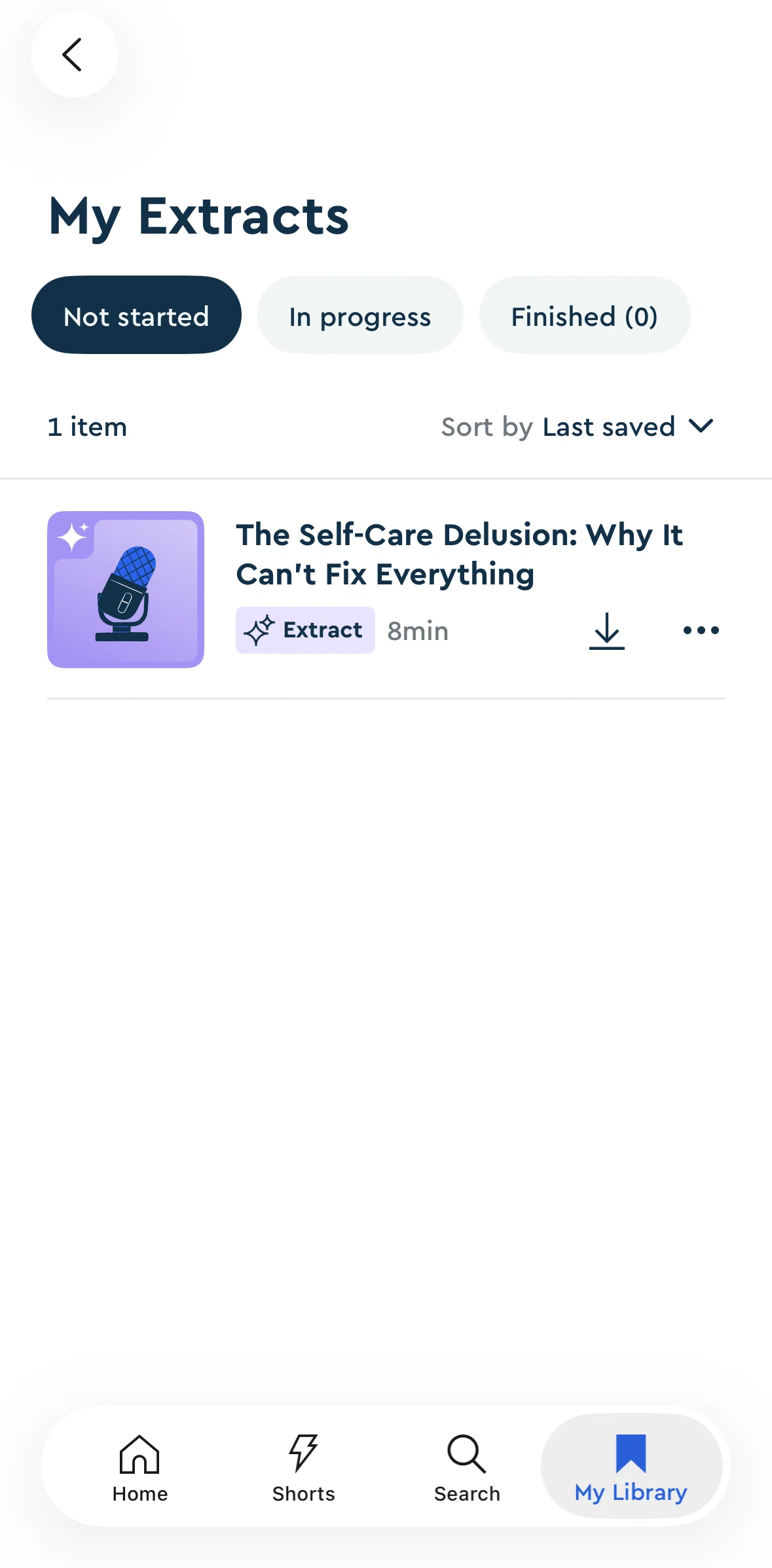 Blinkist Screen screen in the Deleting extract flow