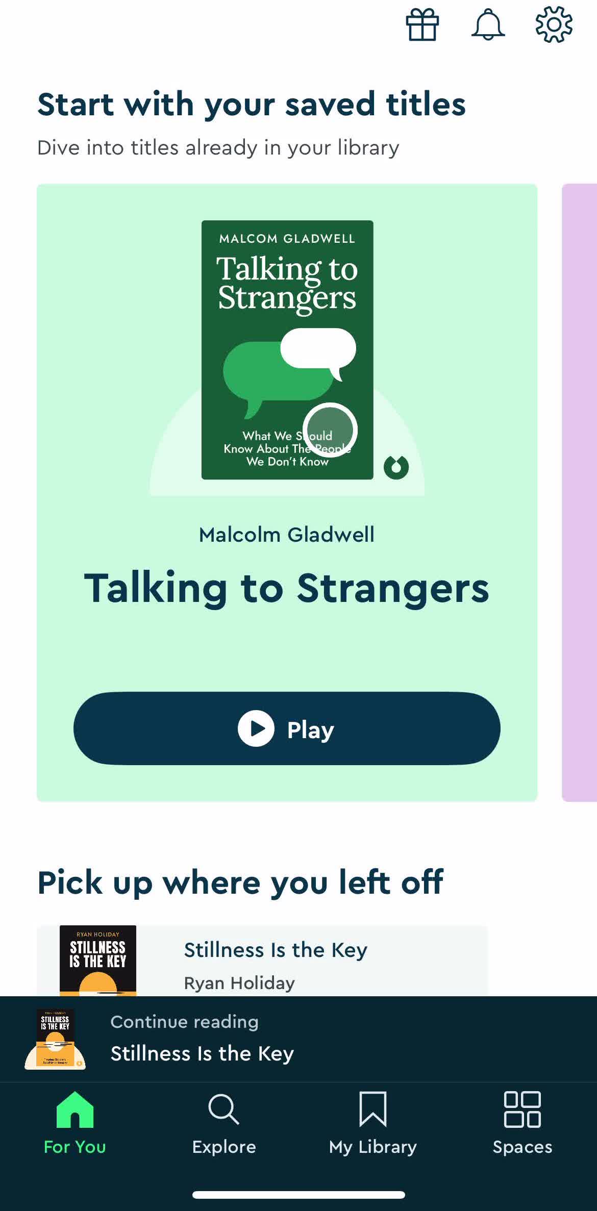 Blinkist Home screen in the General Browsing flow