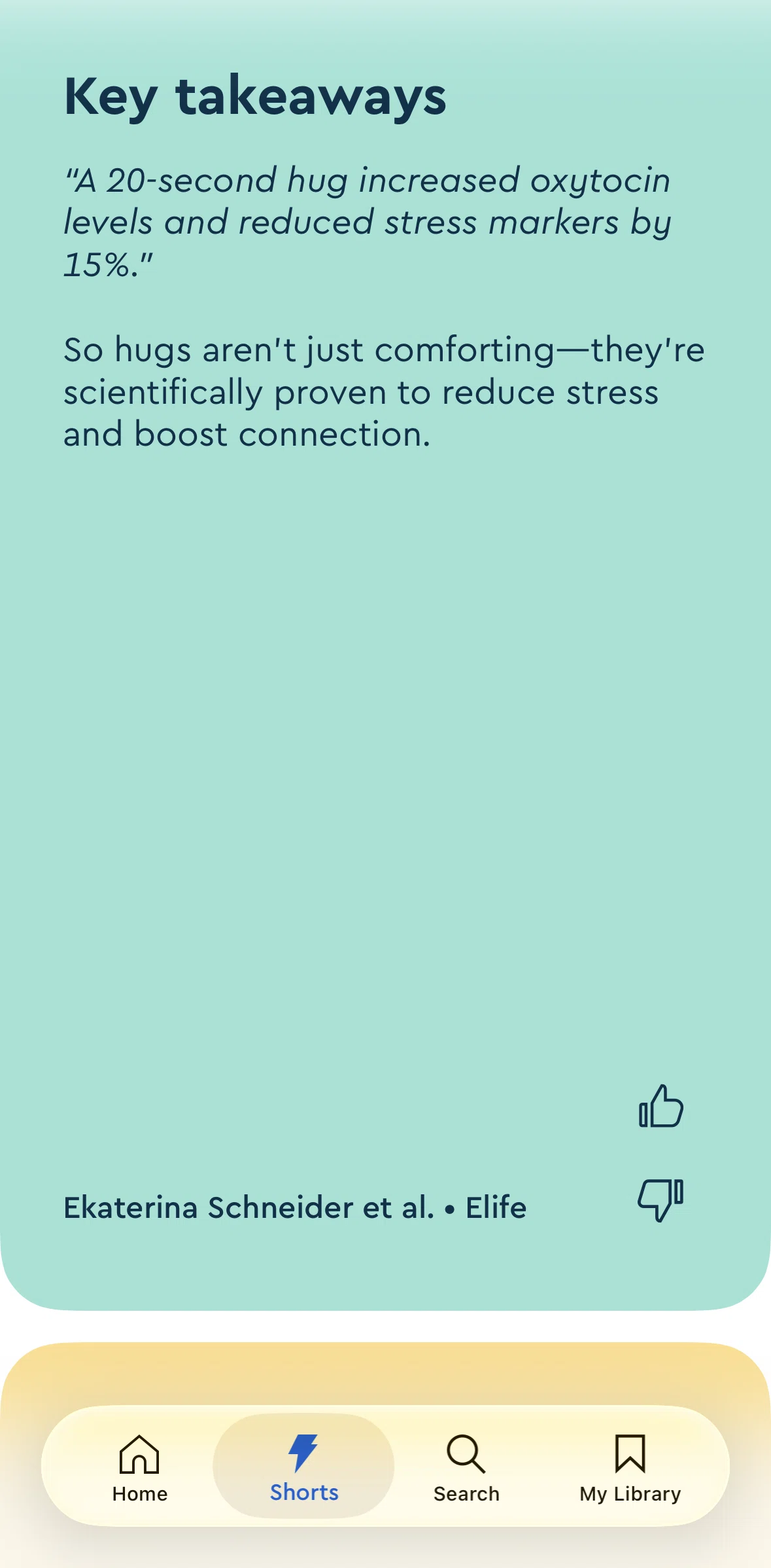 Blinkist Screen screen in the Liking a short flow