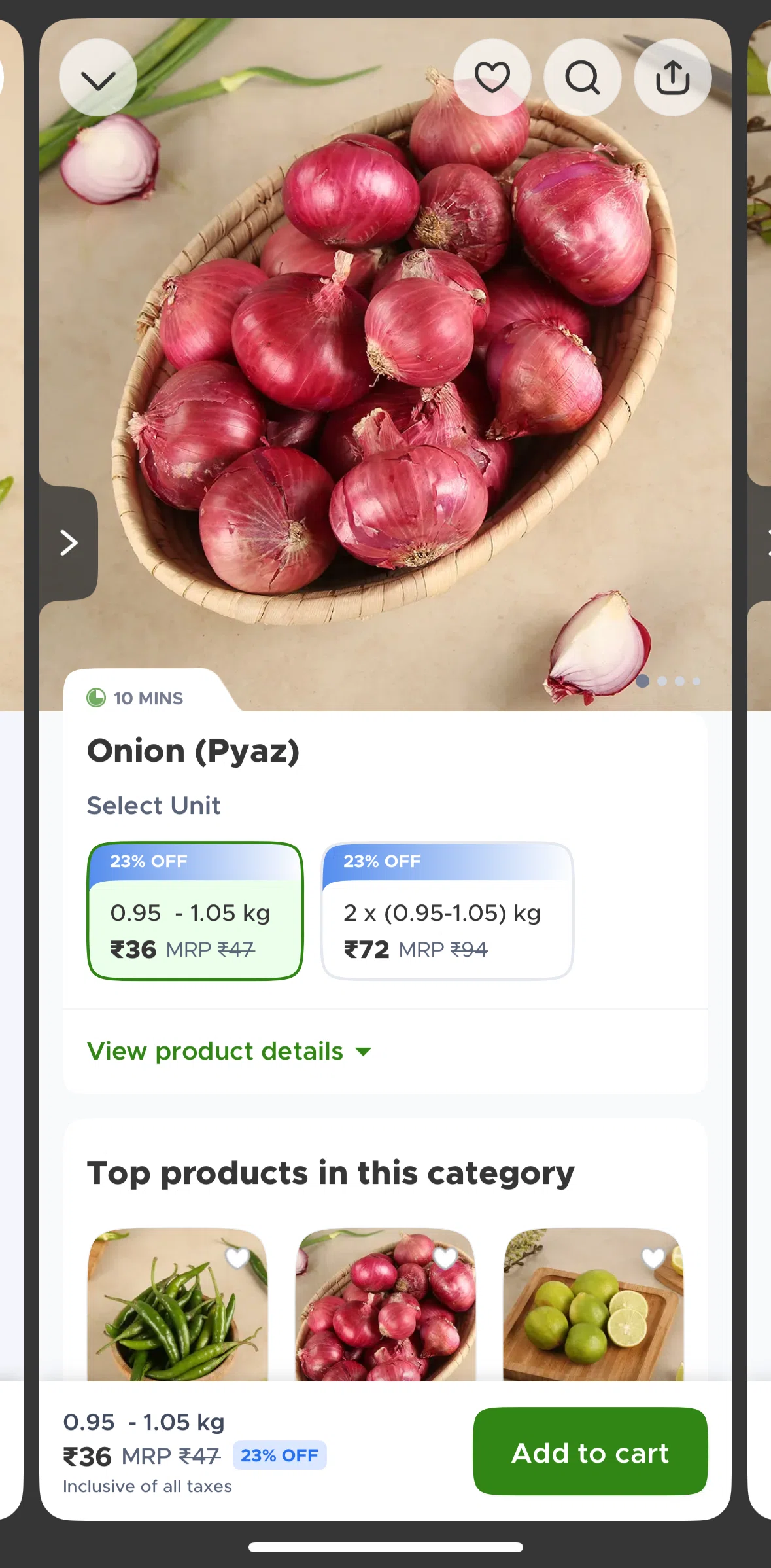 Blinkit Screen screen in the Adding an item to wishlist flow