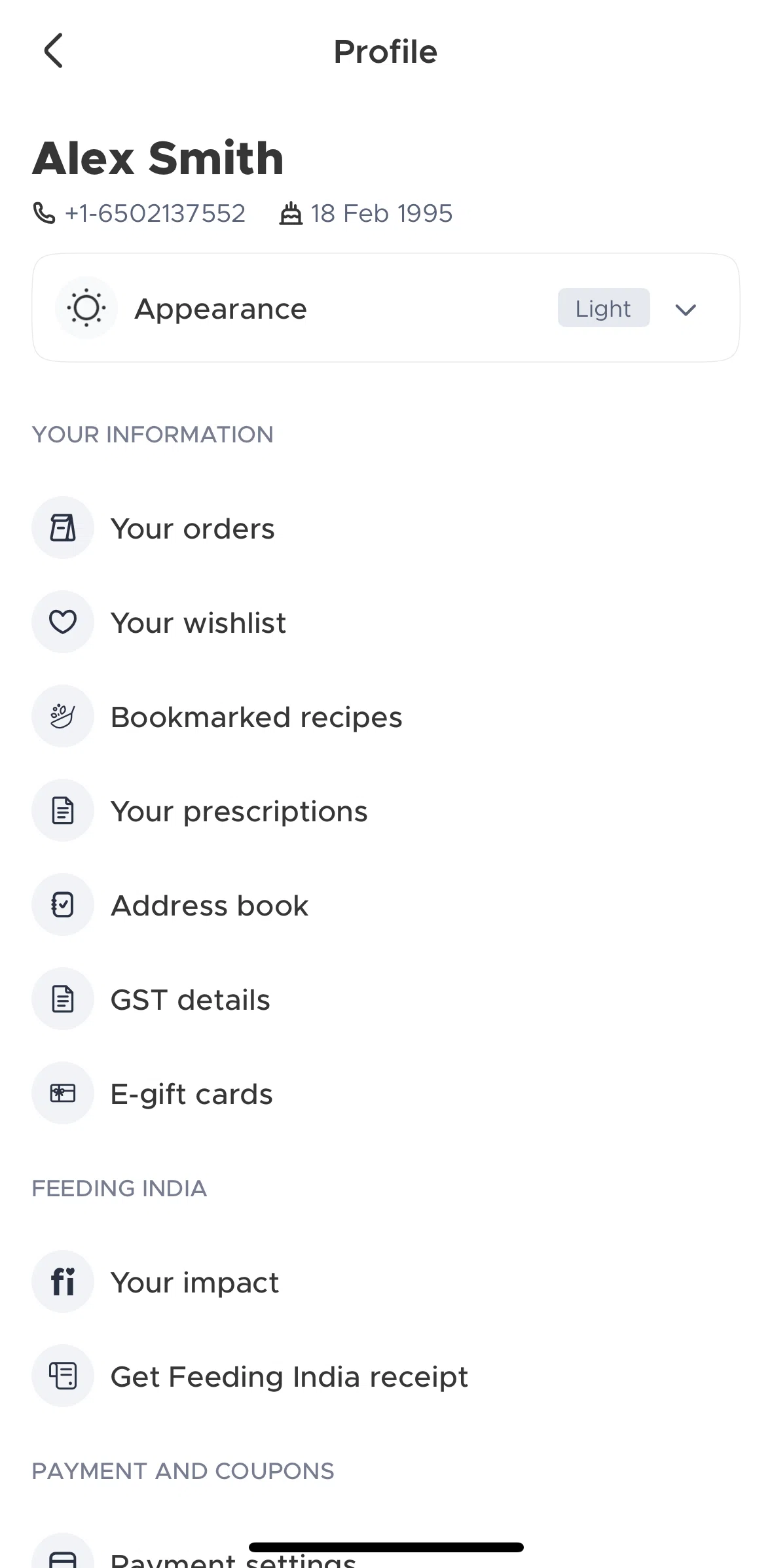 Blinkit Screen screen in the Get Feeding India receipt flow
