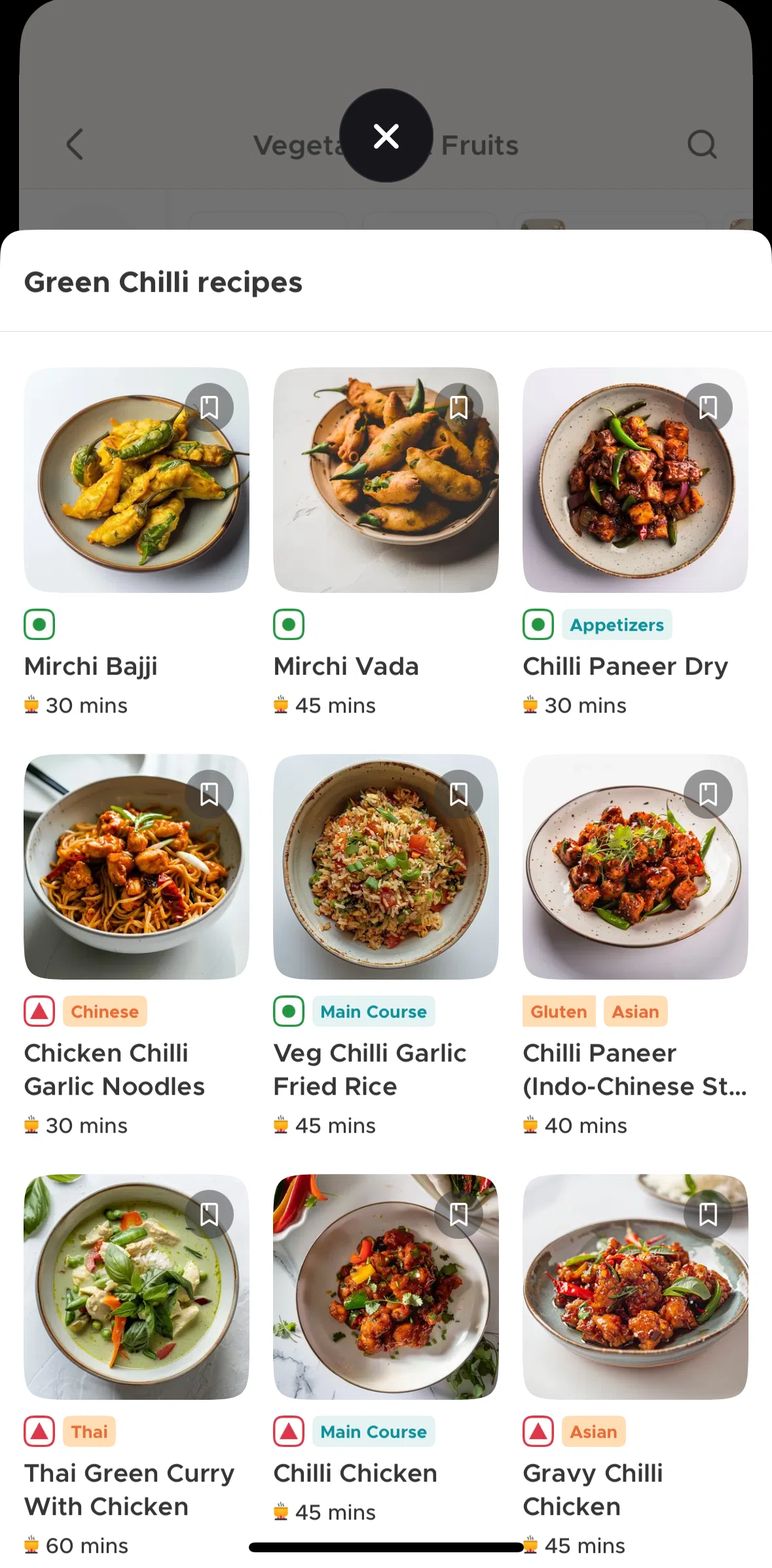 Blinkit Screen screen in the Recipe detail flow