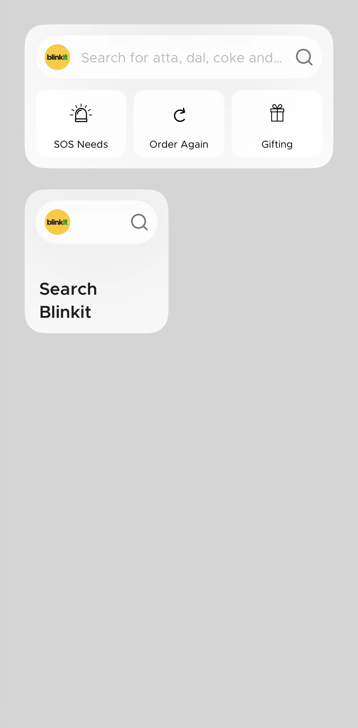 Blinkit Screen screen in the Widgets flow