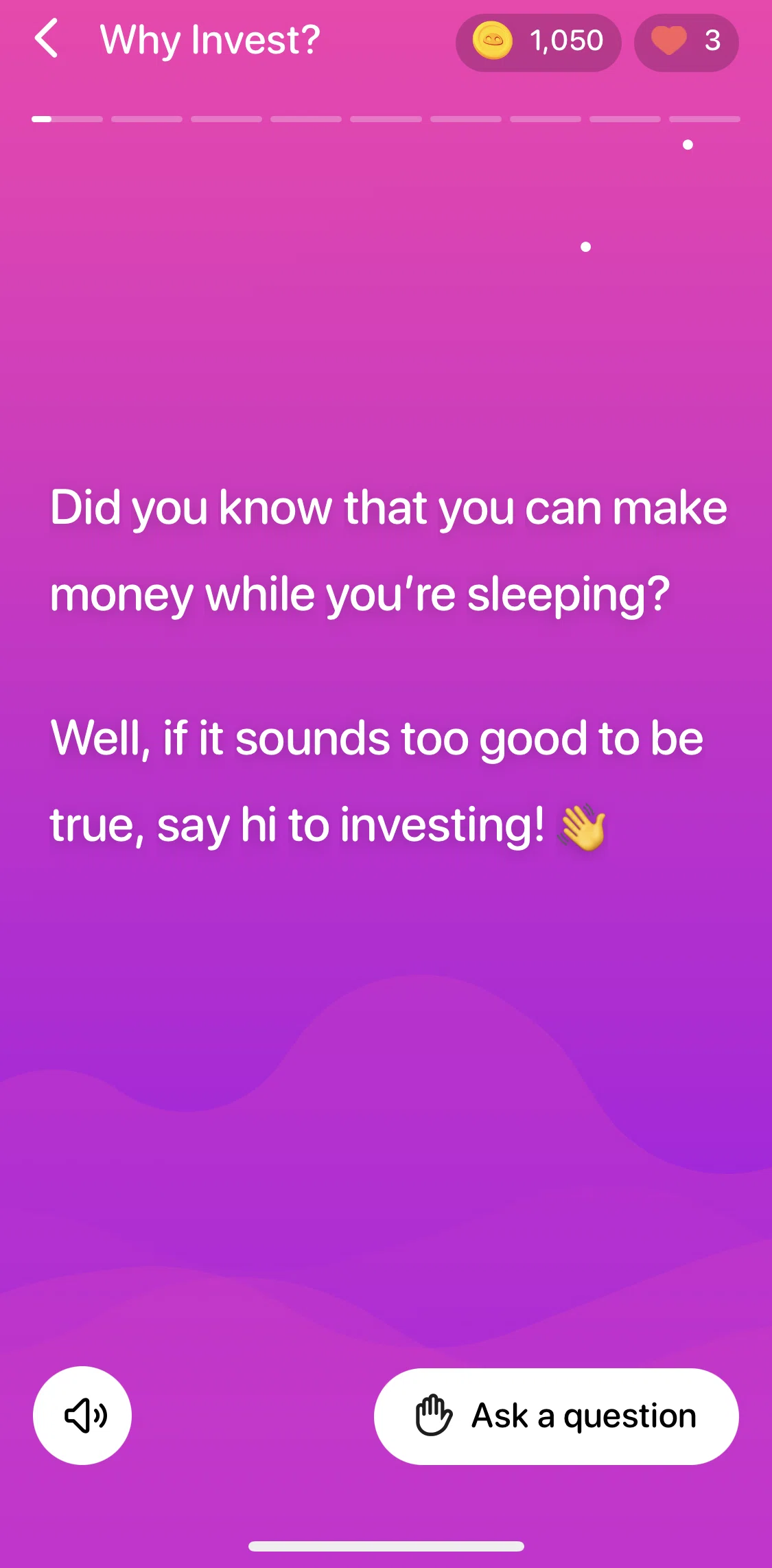 Bloom Screen screen in the Asking a question flow