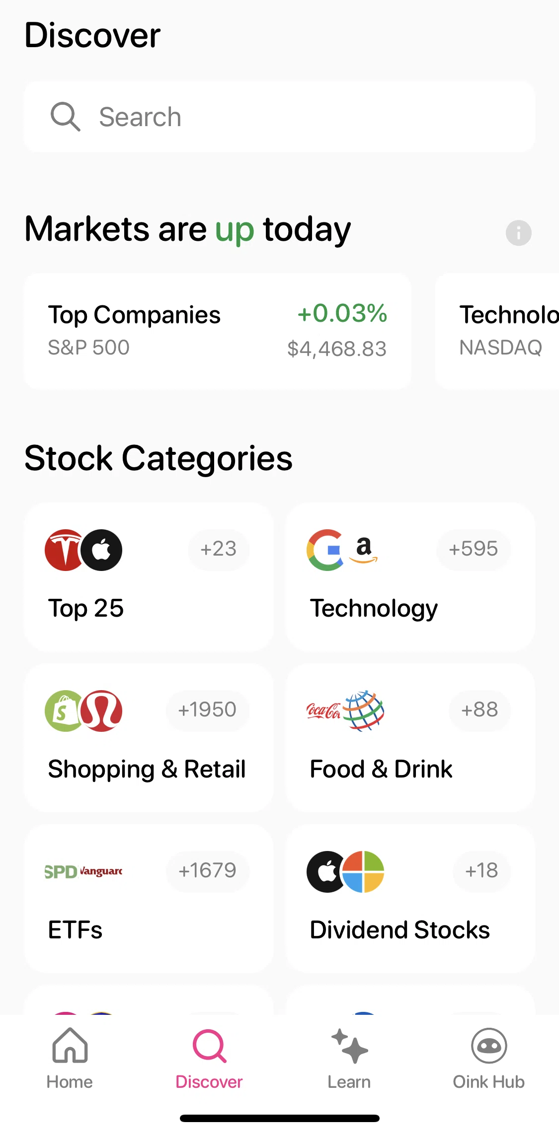 Bloom Screen screen in the View stock category flow