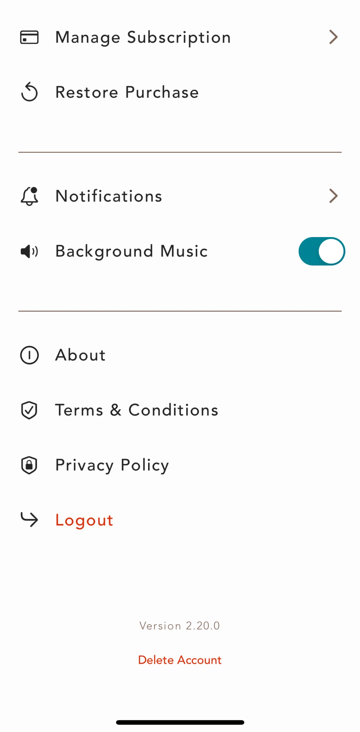 Bloom Screen screen in the Manage subscription flow