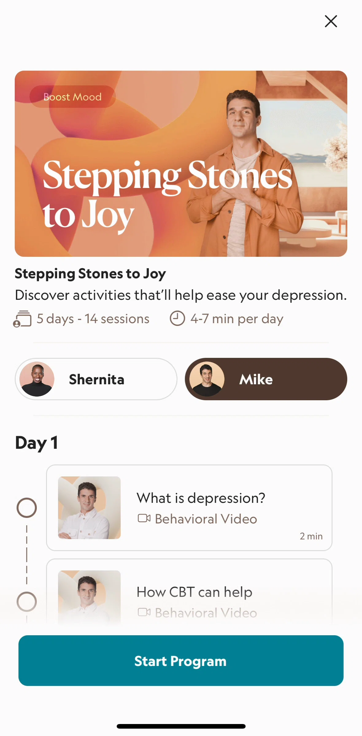 Bloom Screen screen in the Switching therapist flow
