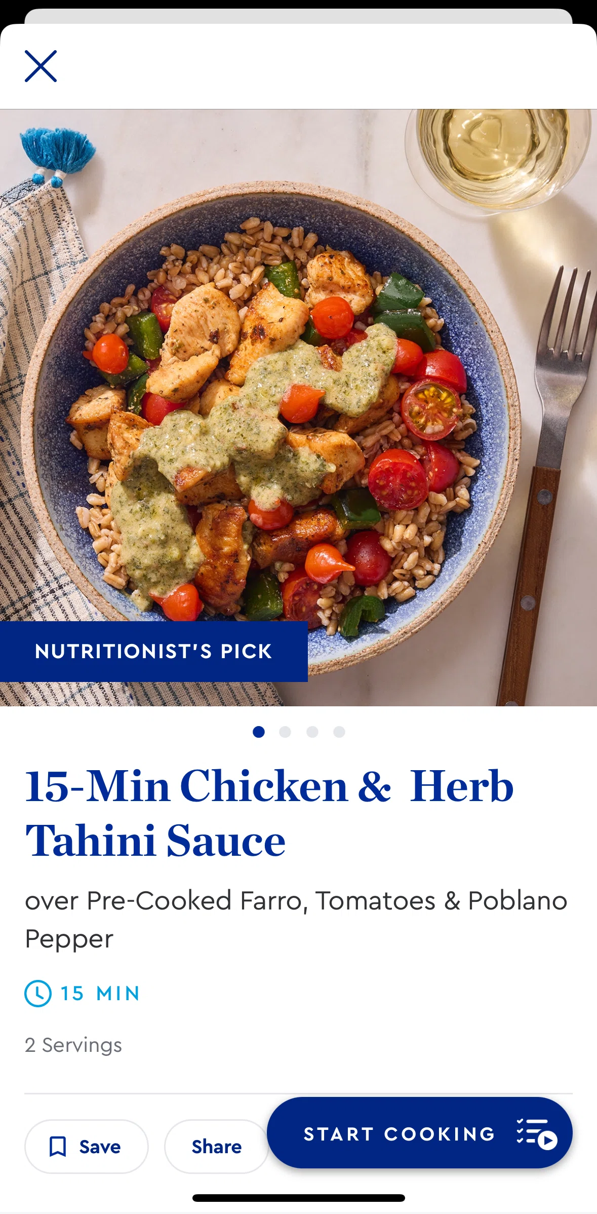 Blue Apron Screen screen in the Completing a cooking session flow