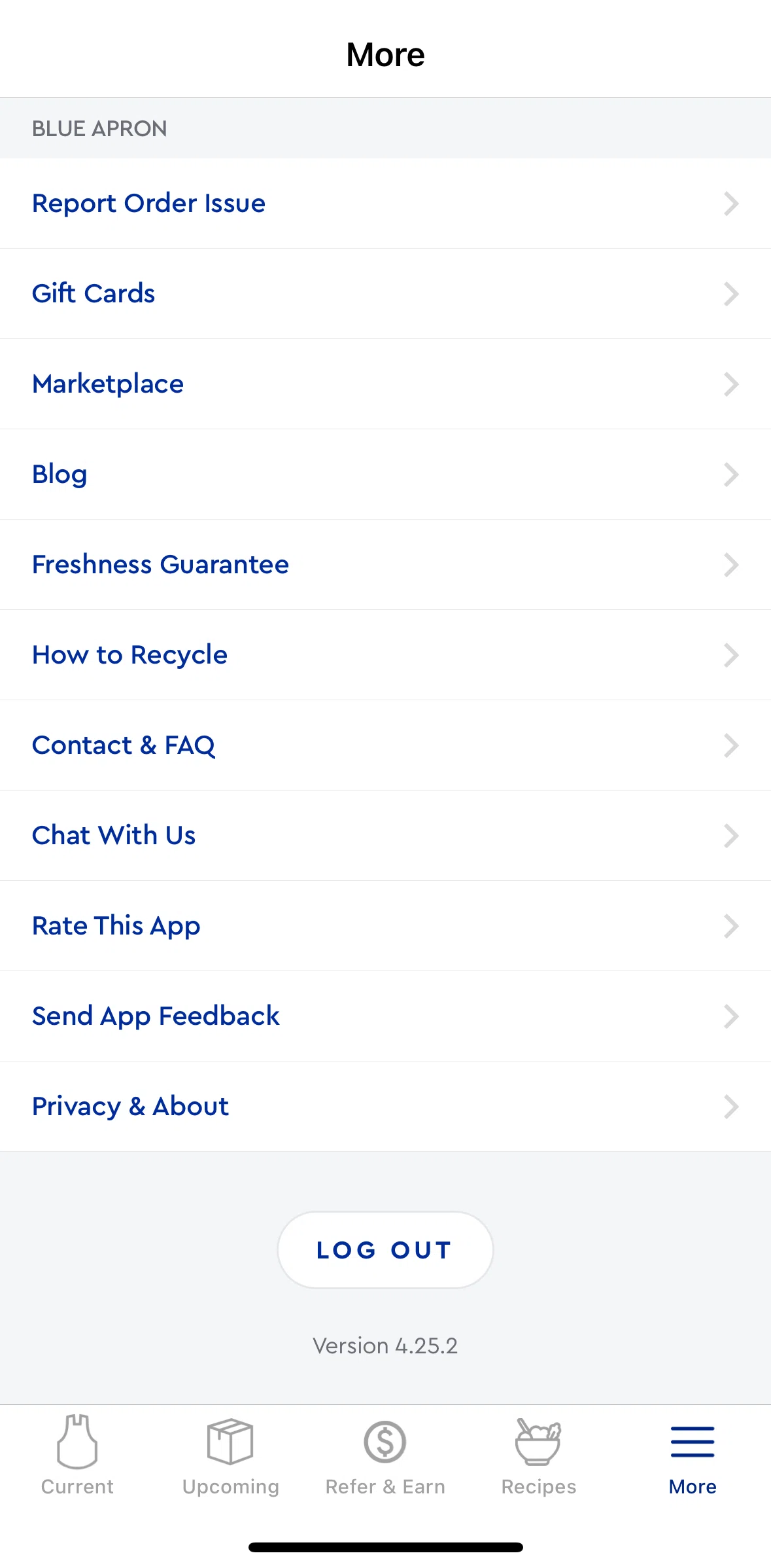 Blue Apron Screen screen in the Privacy policy flow