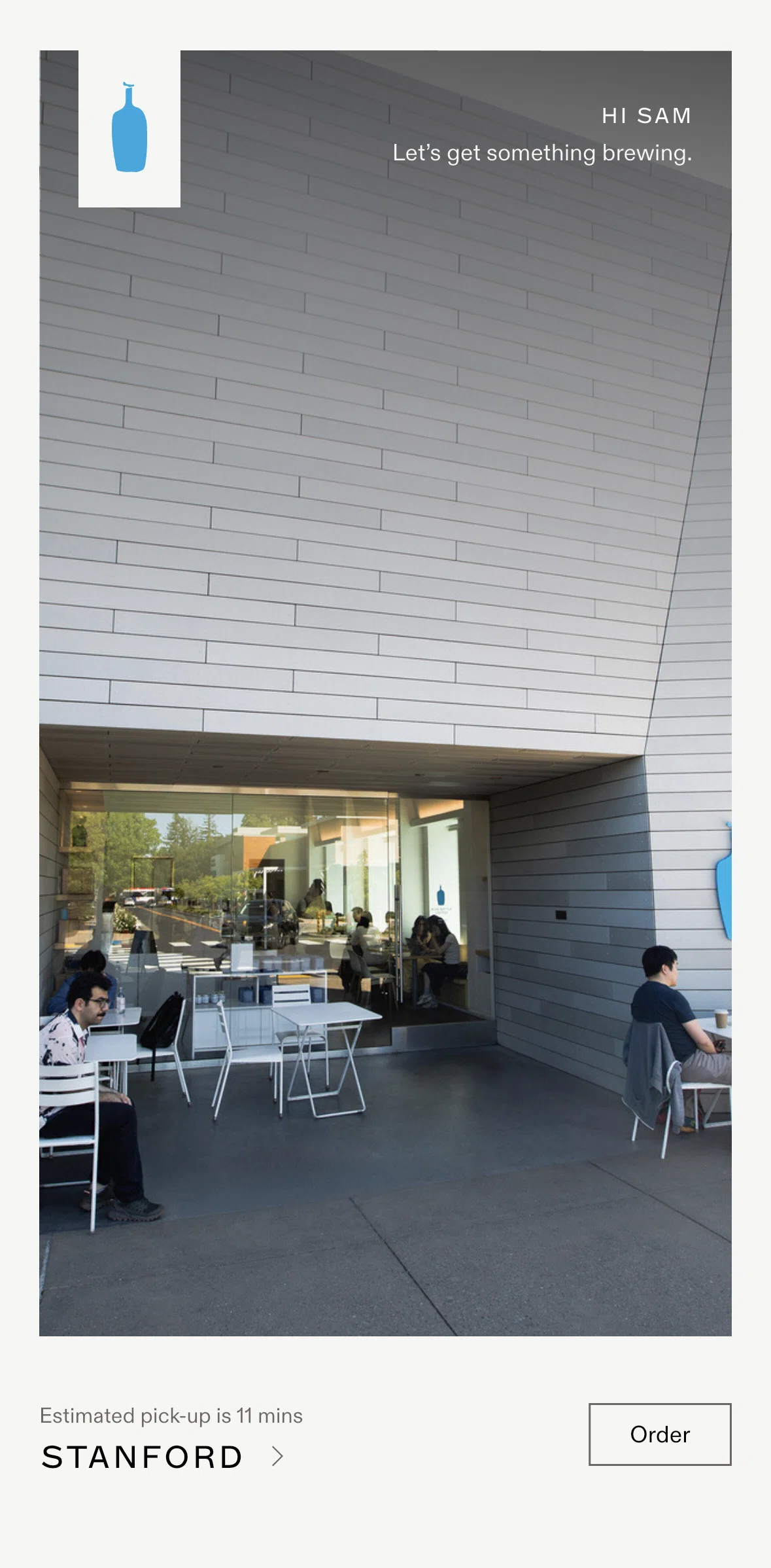 Blue Bottle Coffee Screen screen in the Home flow