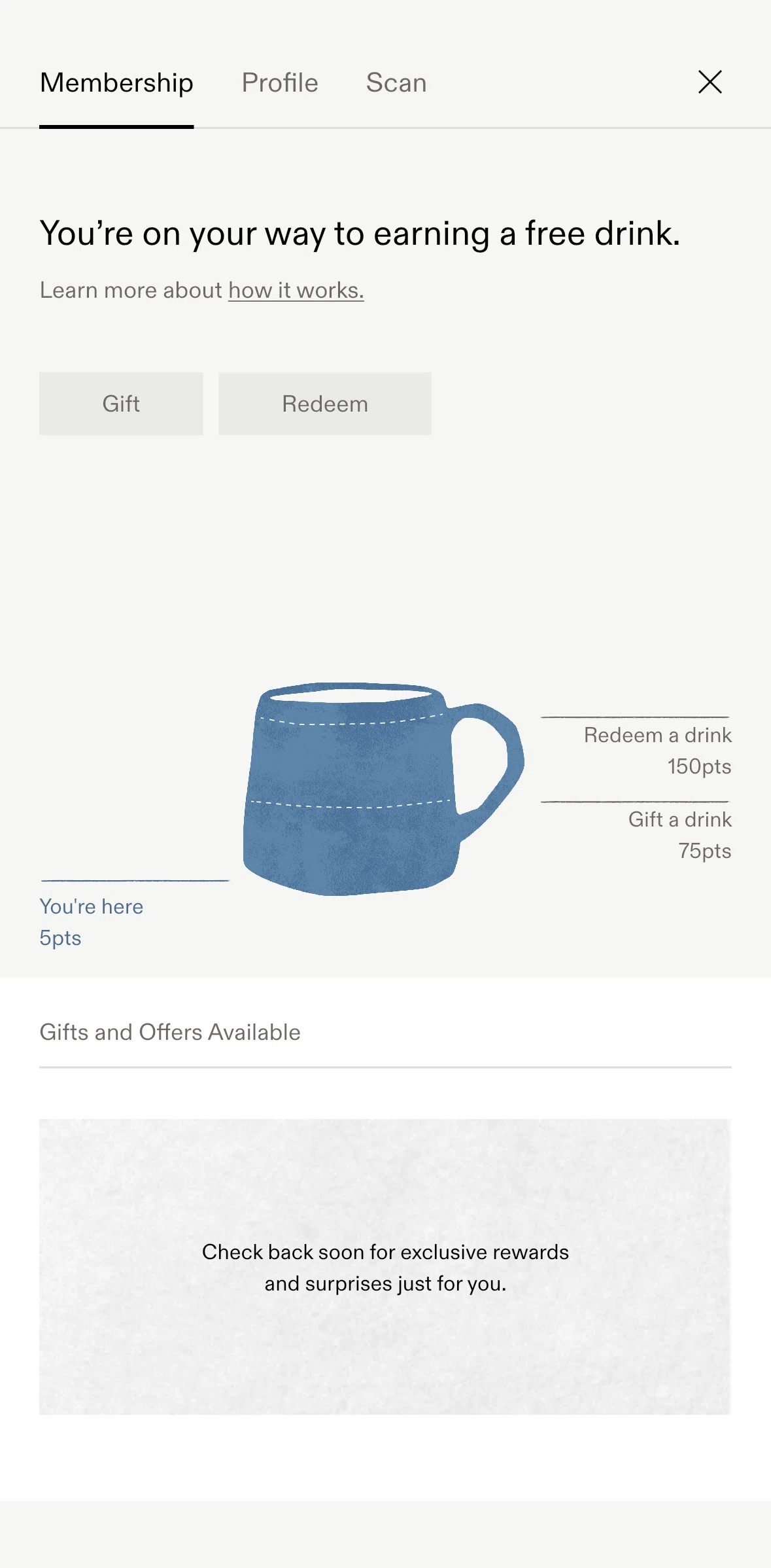 Blue Bottle Coffee Screen screen in the How point works flow