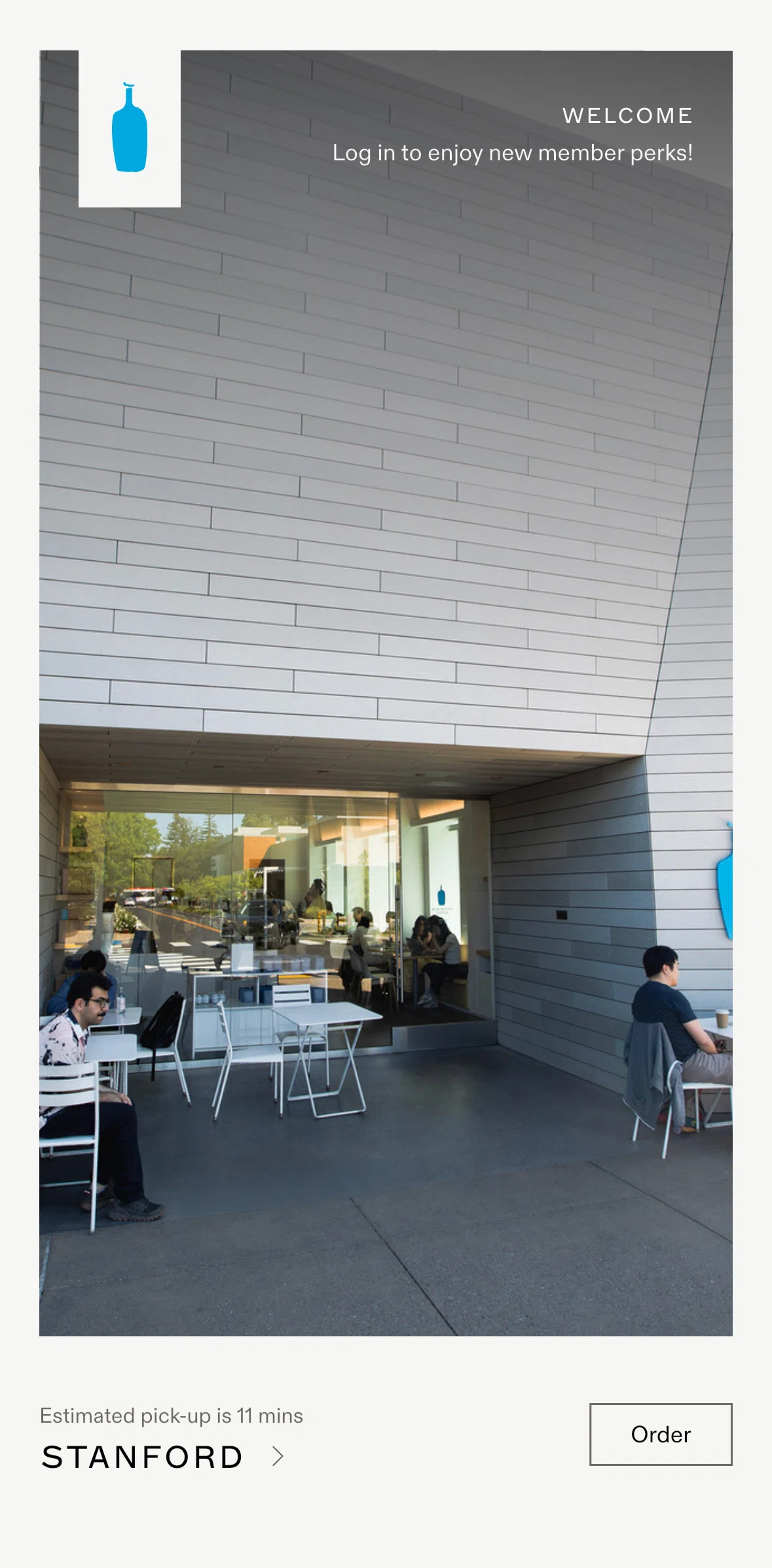 Blue Bottle Coffee Screen screen in the Logging in flow