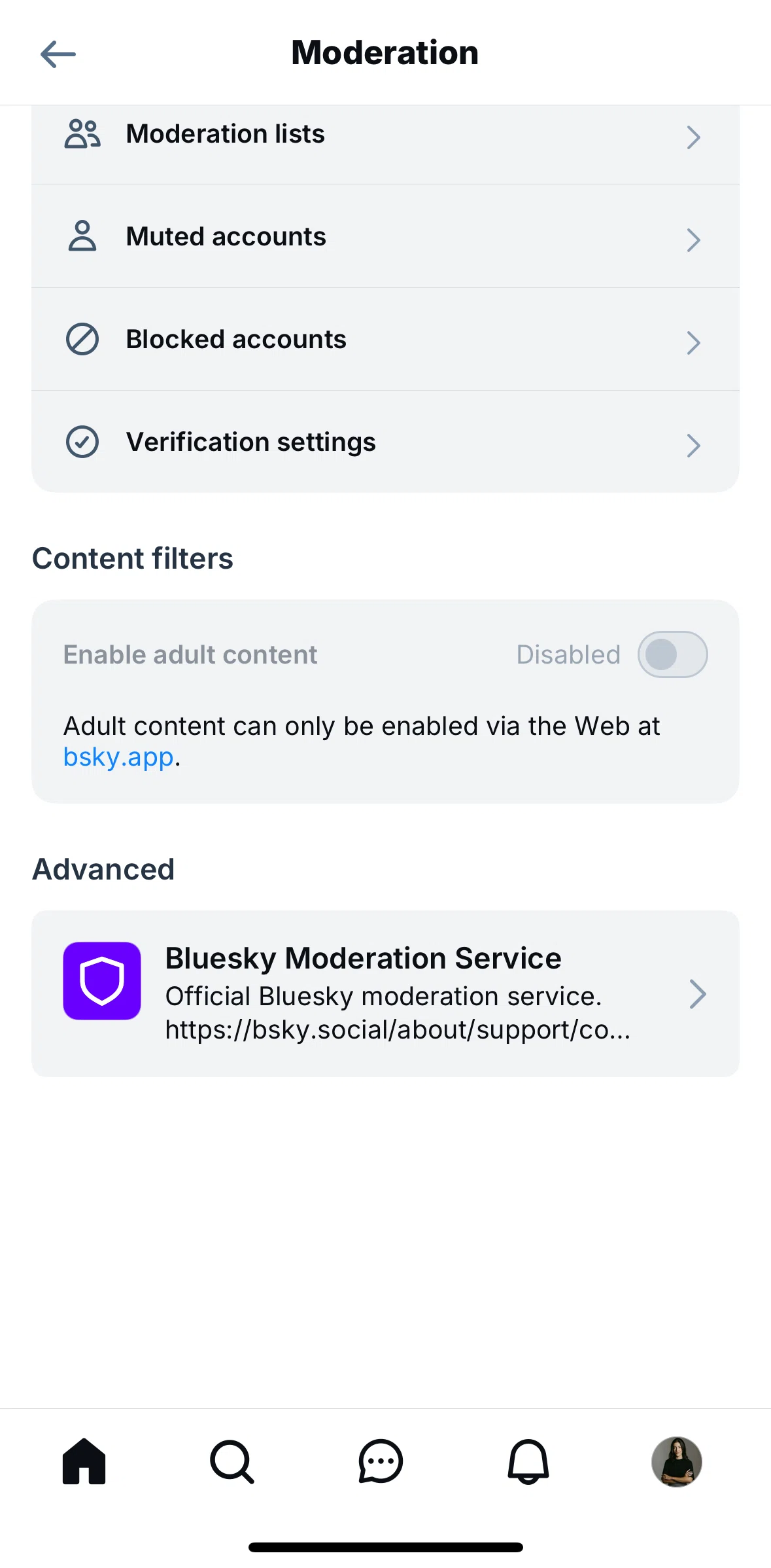 Bluesky Social Screen screen in the Changing labels flow