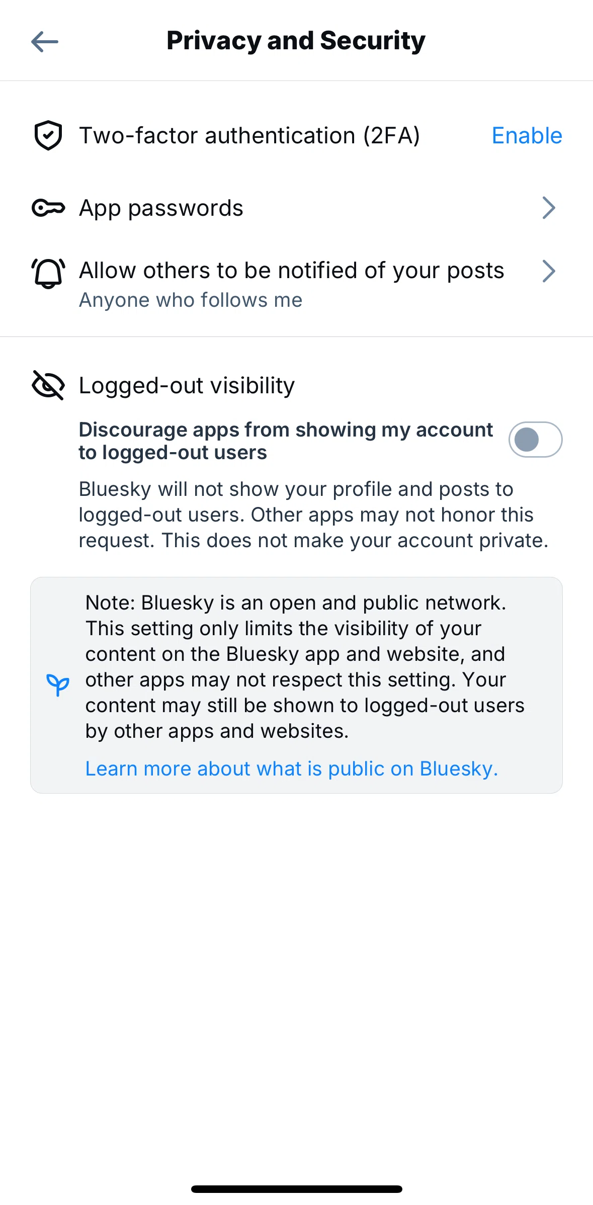 Bluesky Social Screen screen in the Changing post notification settings flow
