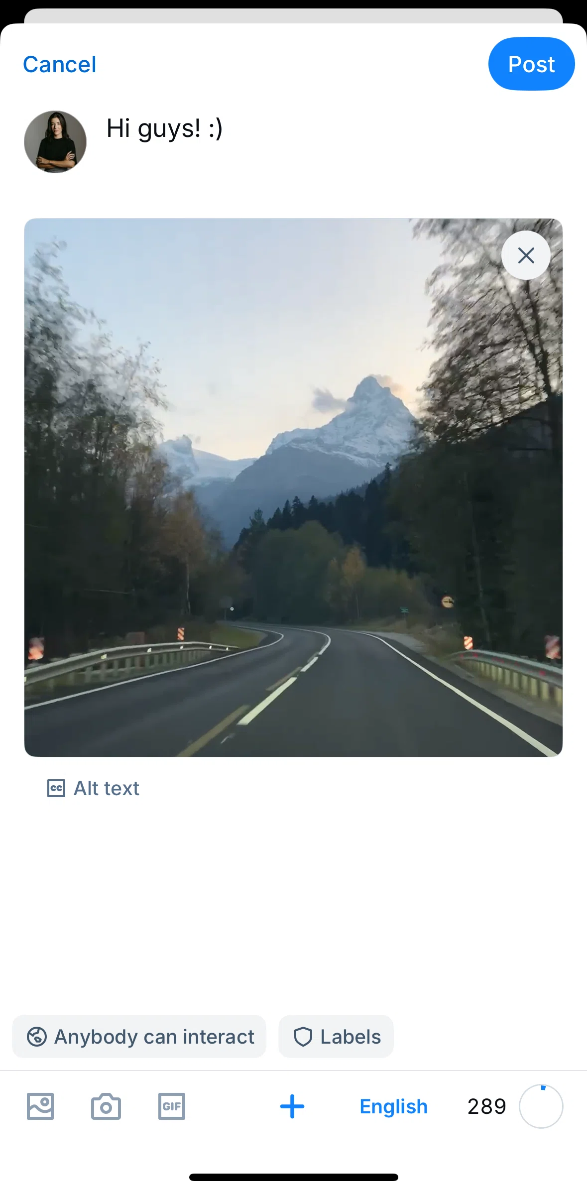 Bluesky Social Screen screen in the Choosing post languages flow