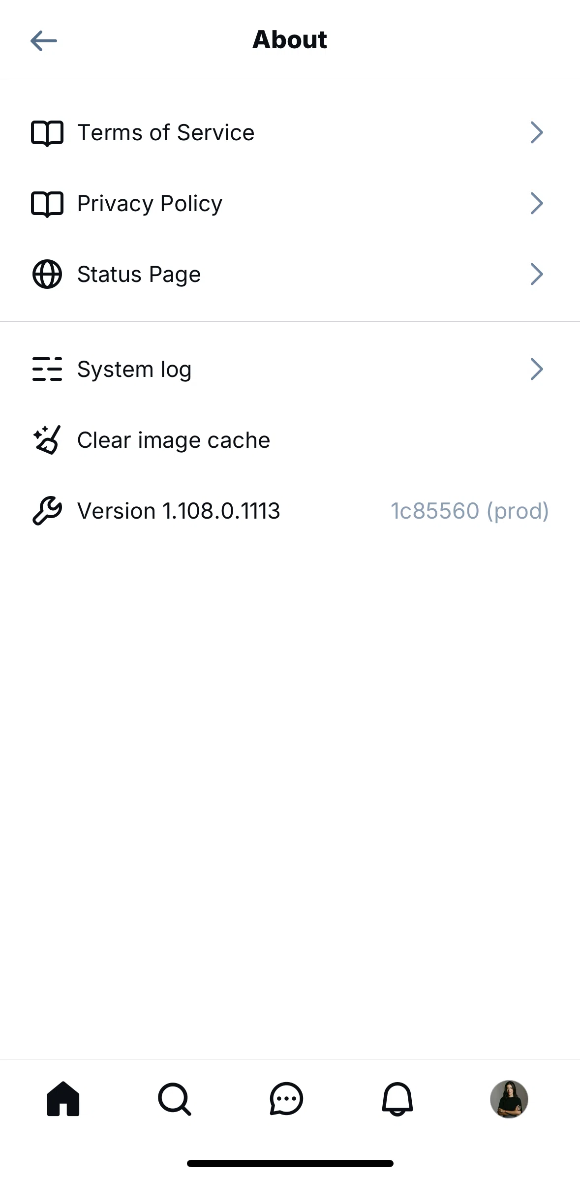 Bluesky Social Screen screen in the Clearing an image cache flow