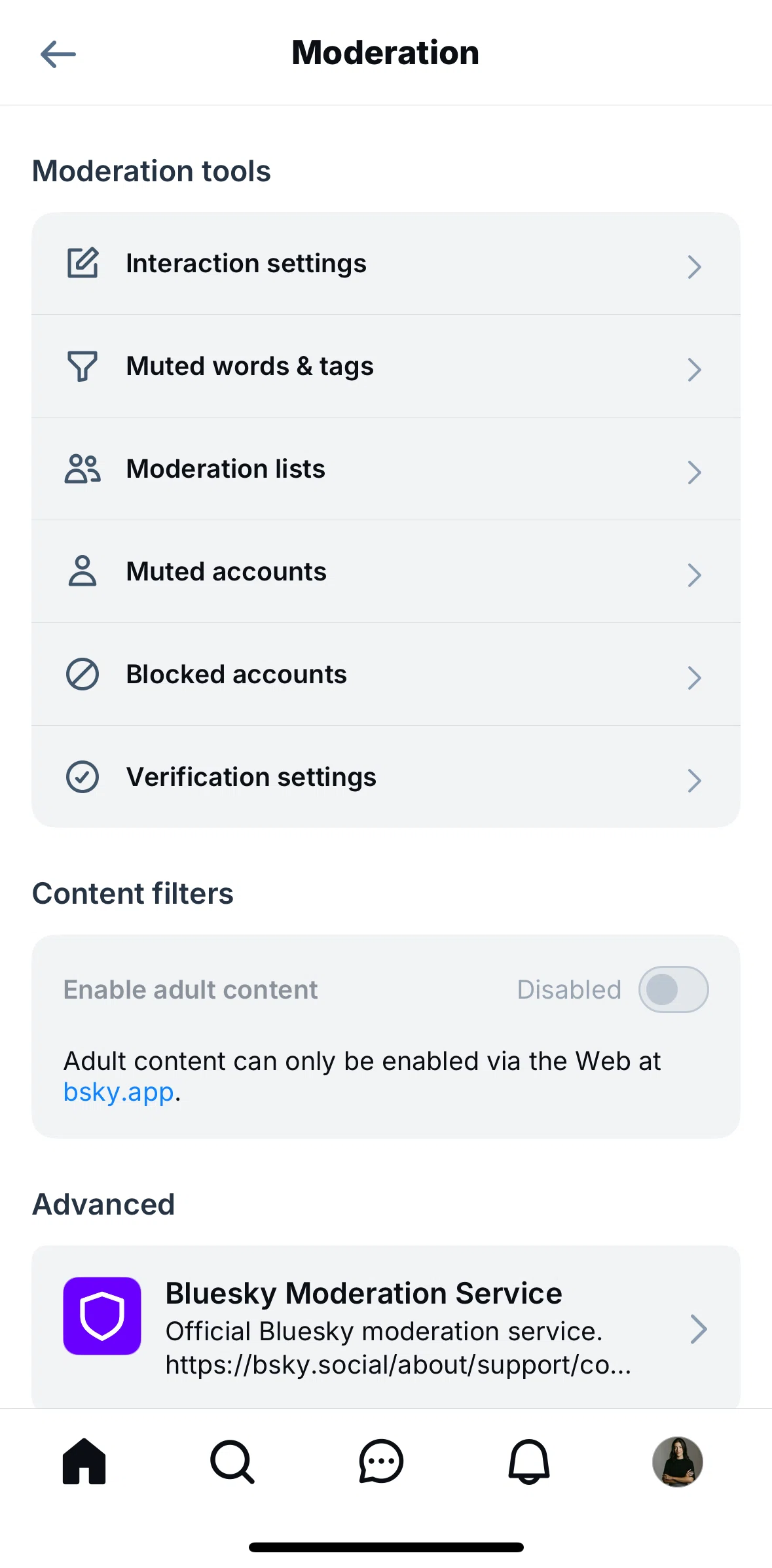 Bluesky Social Screen screen in the Hiding verification badges flow