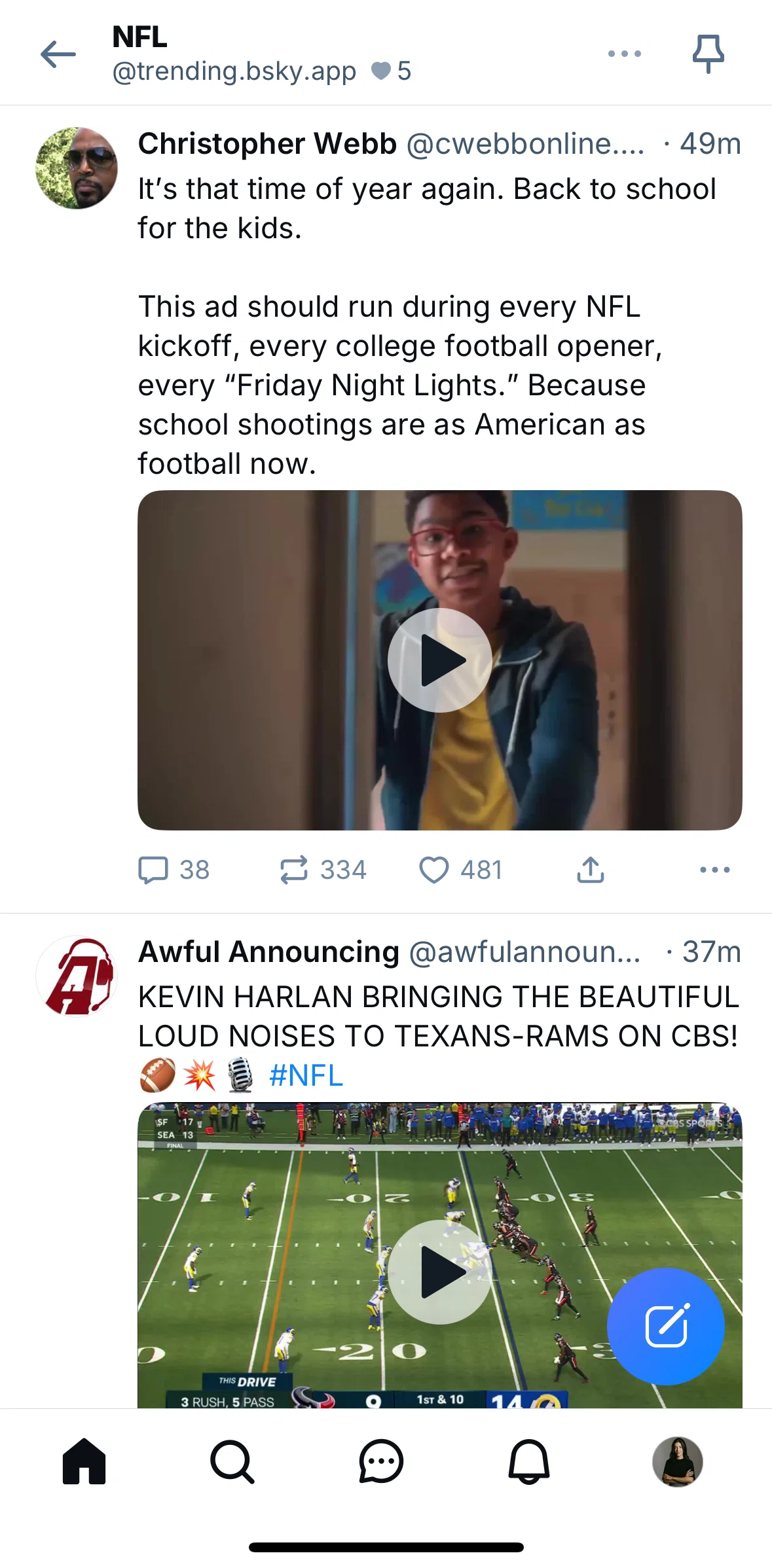 Bluesky Social Screen screen in the Liking a feed flow