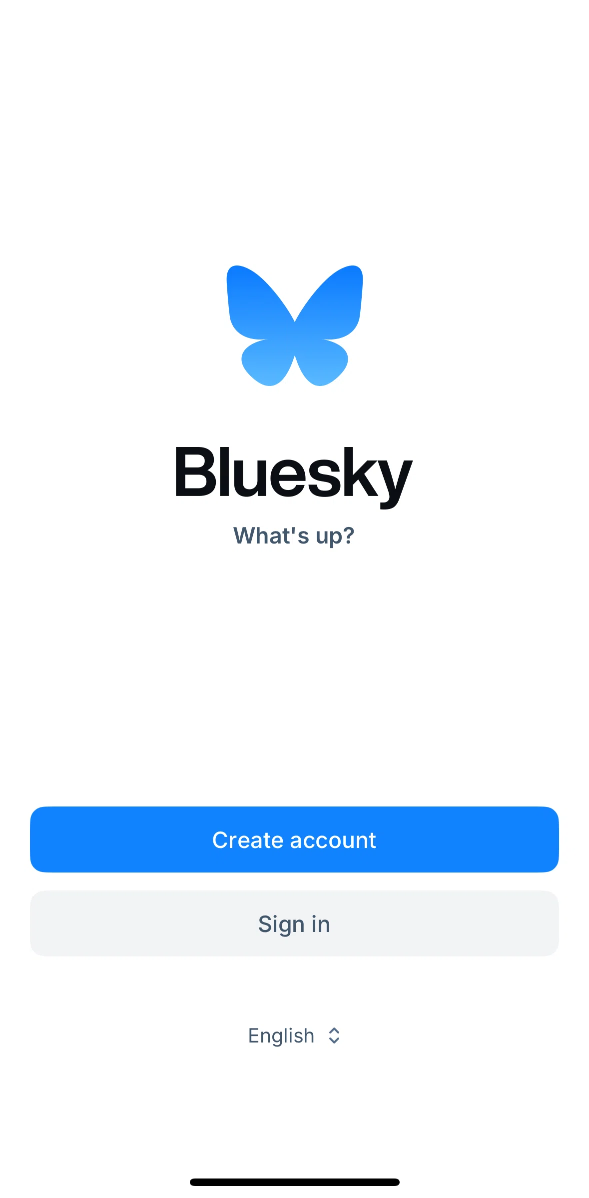 Bluesky Social Screen screen in the Logging in flow