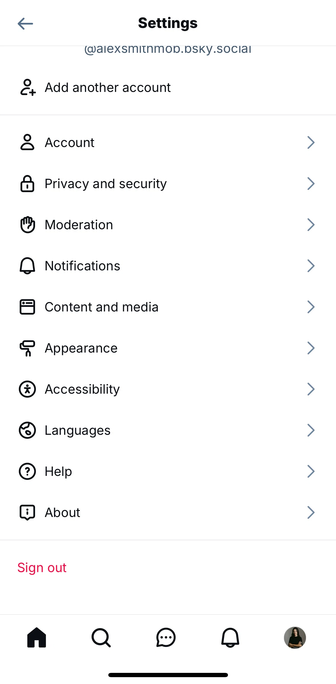 Bluesky Social Screen screen in the Logging out flow