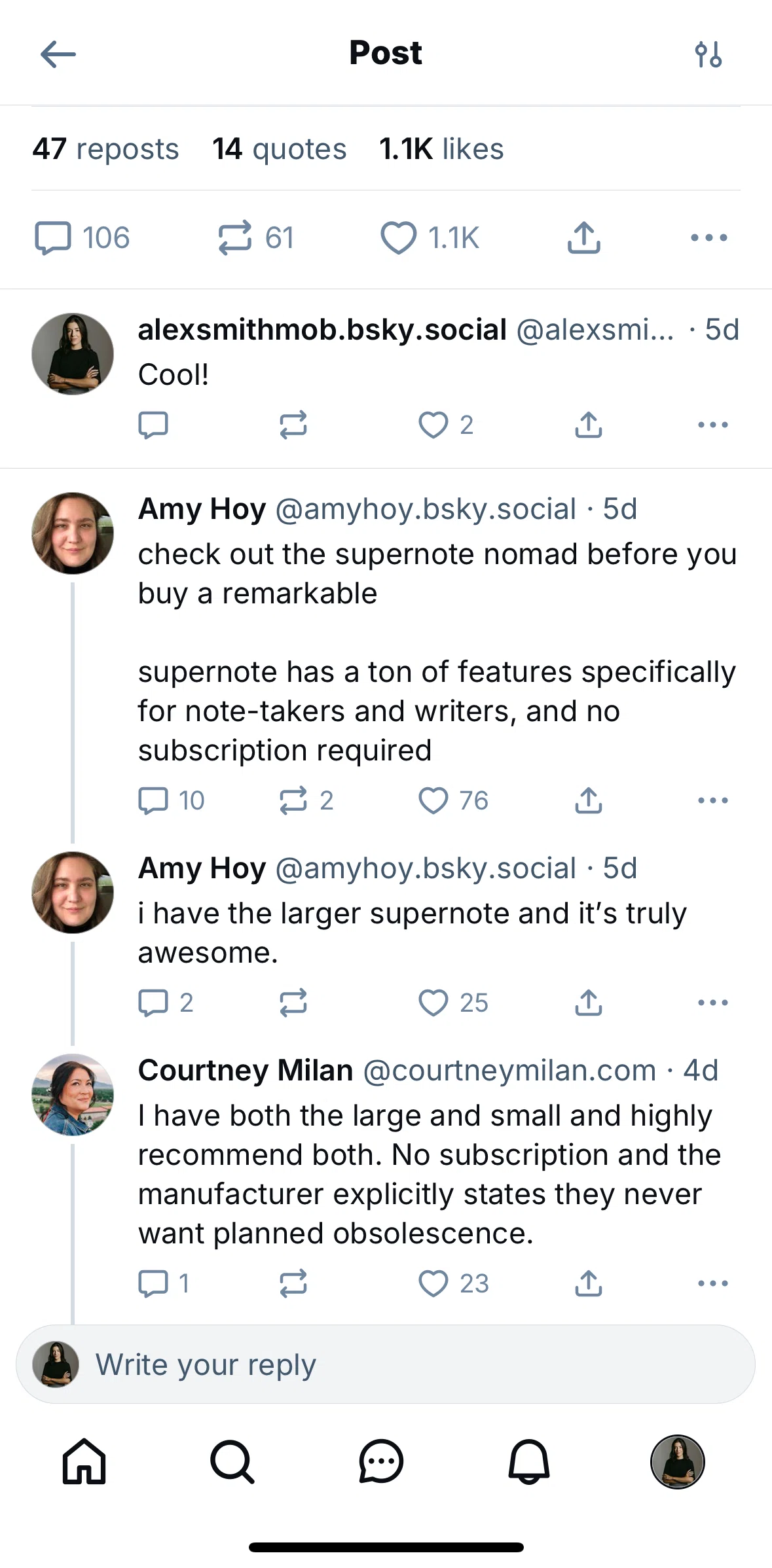 Bluesky Social Screen screen in the Pinning a reply to profile flow