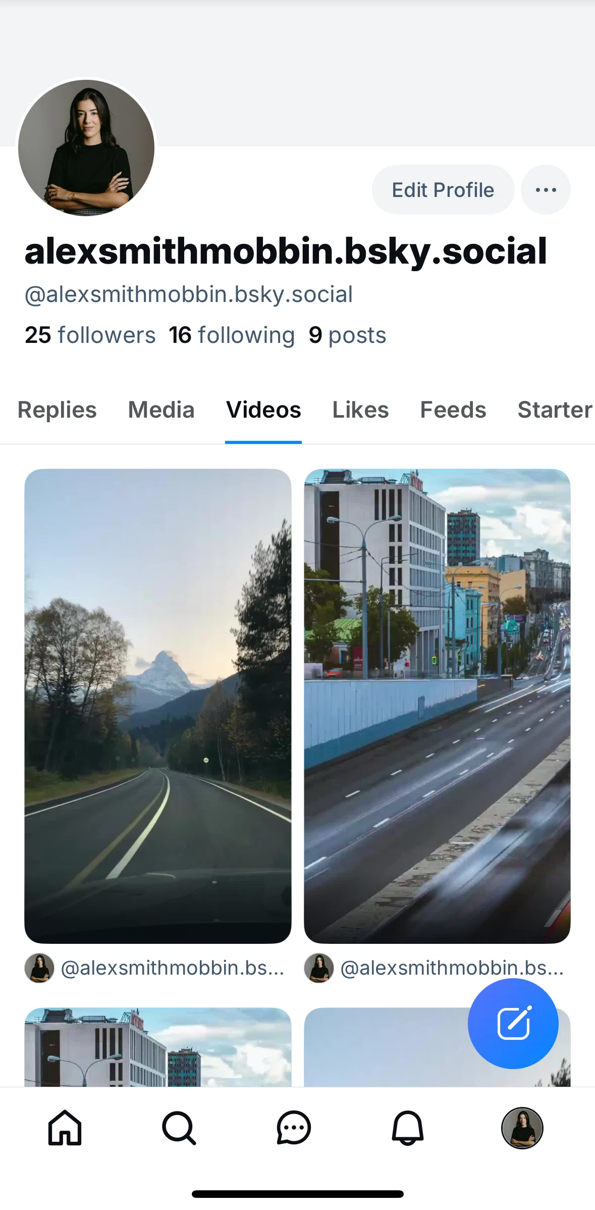 Bluesky Social Screen screen in the Playing a video flow