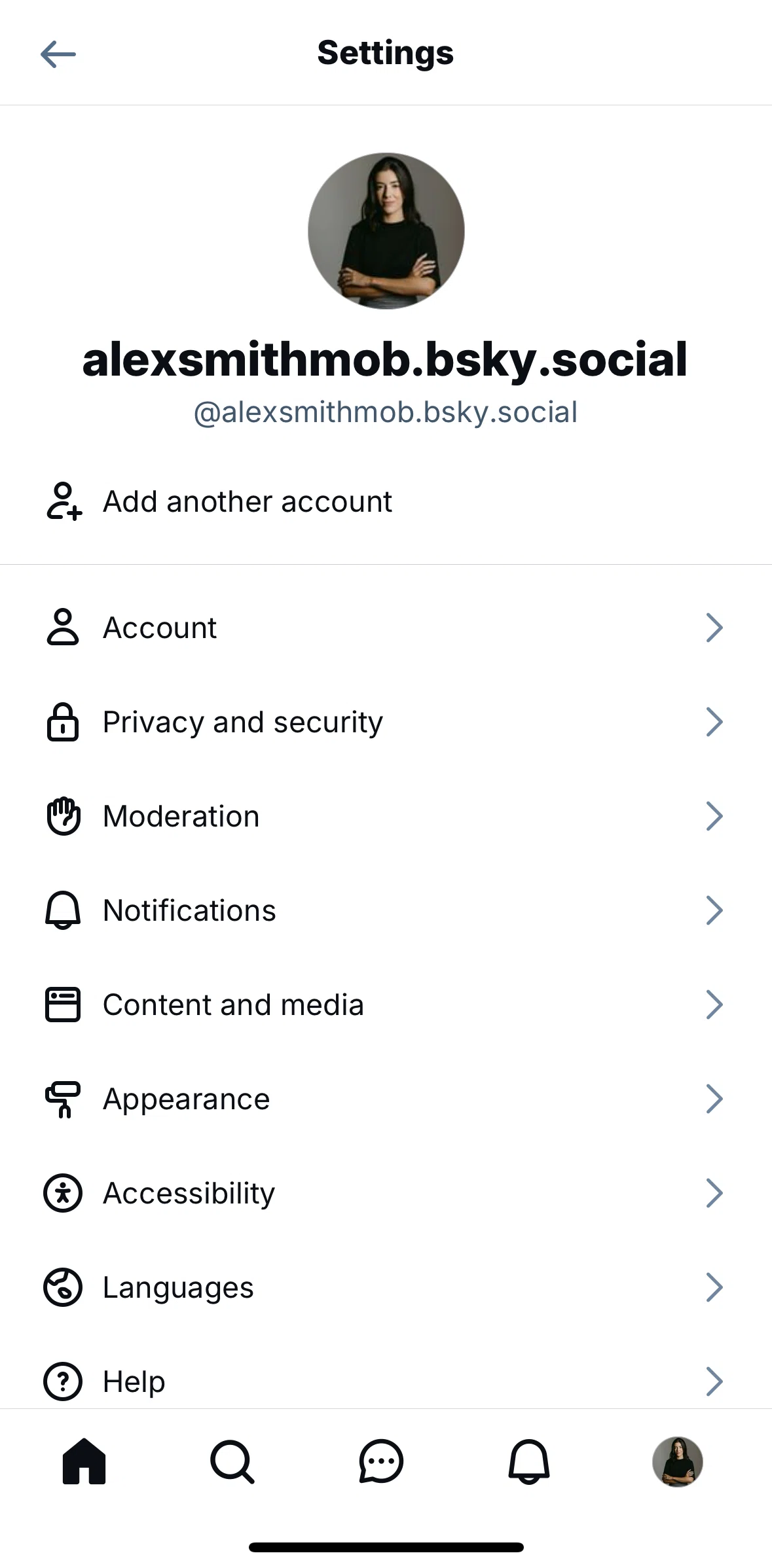 Bluesky Social Screen screen in the Privacy and security flow