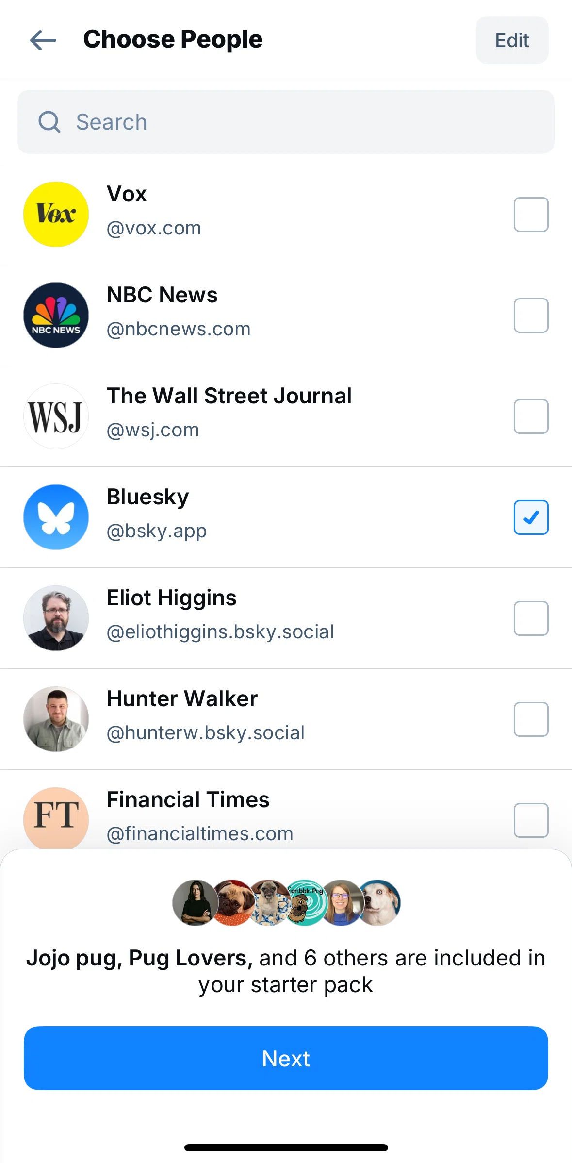 Bluesky Social Screen screen in the Removing a user flow